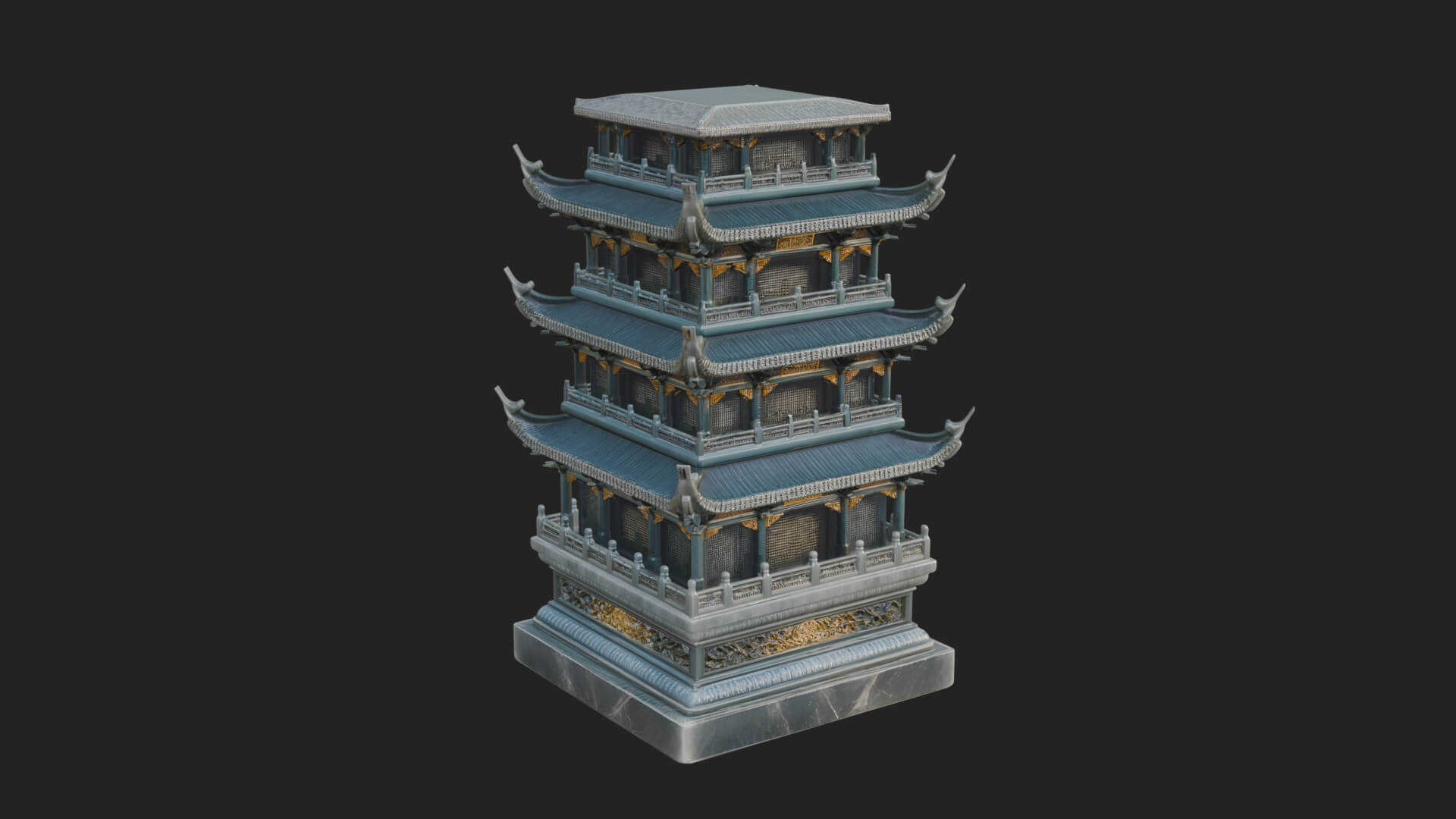 Tiered Pagoda Hall Temple Design 6 3D Print Model 3D Model