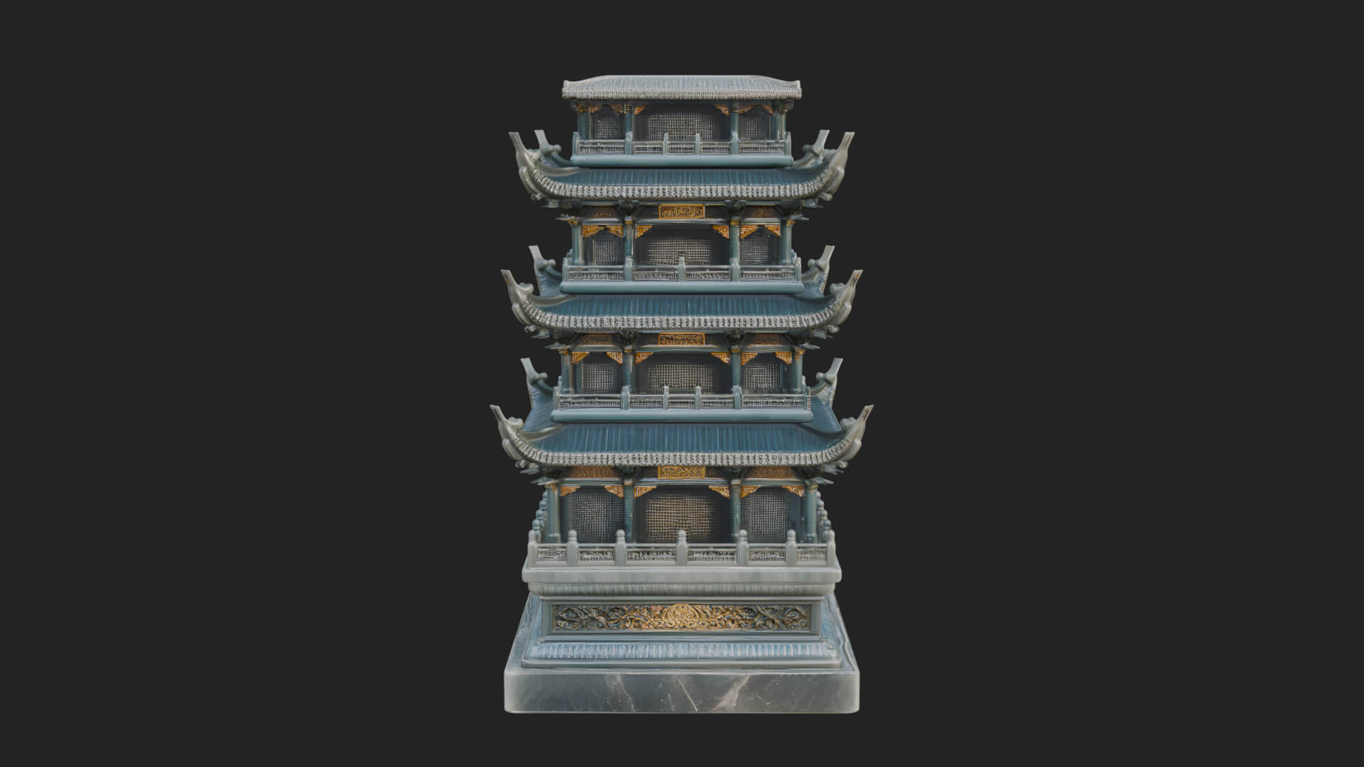 Tiered Pagoda Hall Temple Design 6 3D Print Model 3D Model