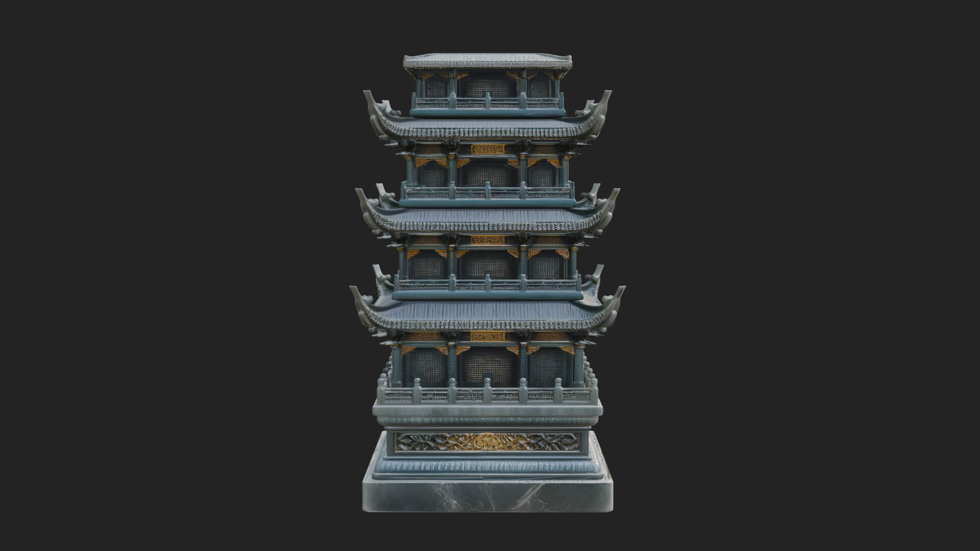 Tiered Pagoda Hall Temple Design 6 3D Print Model 3D Model