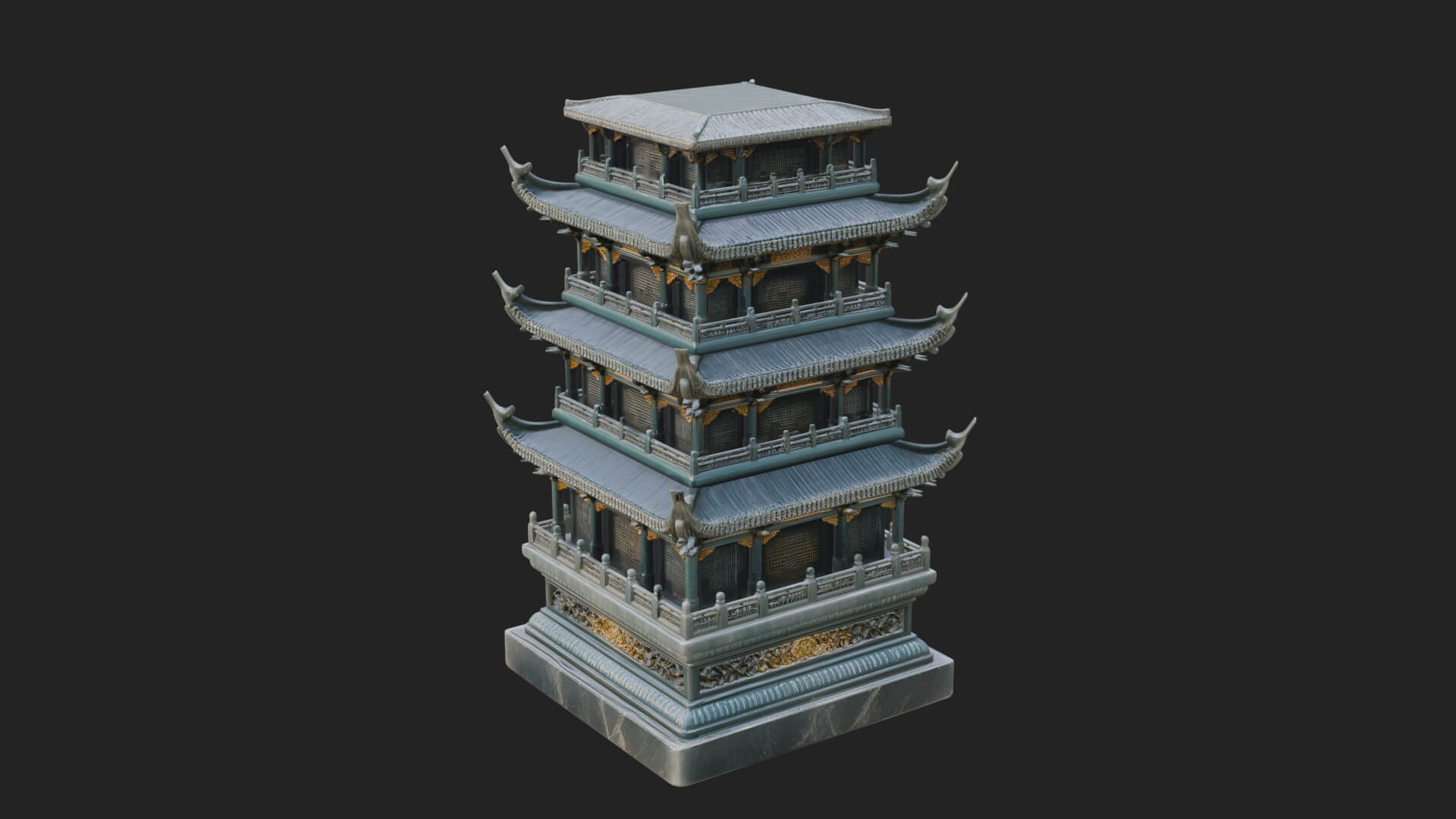 Tiered Pagoda Hall Temple Design 6 3D Print Model 3D Model