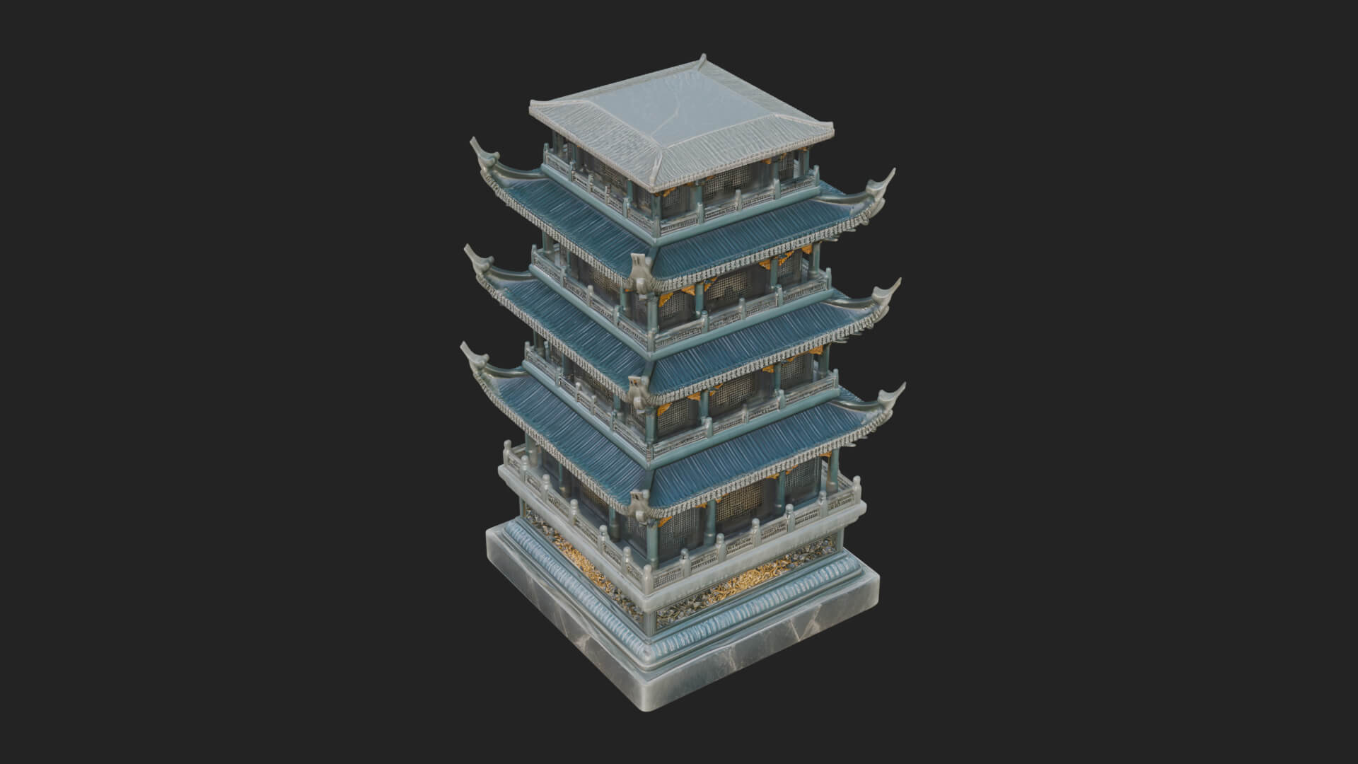 Tiered Pagoda Hall Temple Design 6 3D Print Model 3D Model