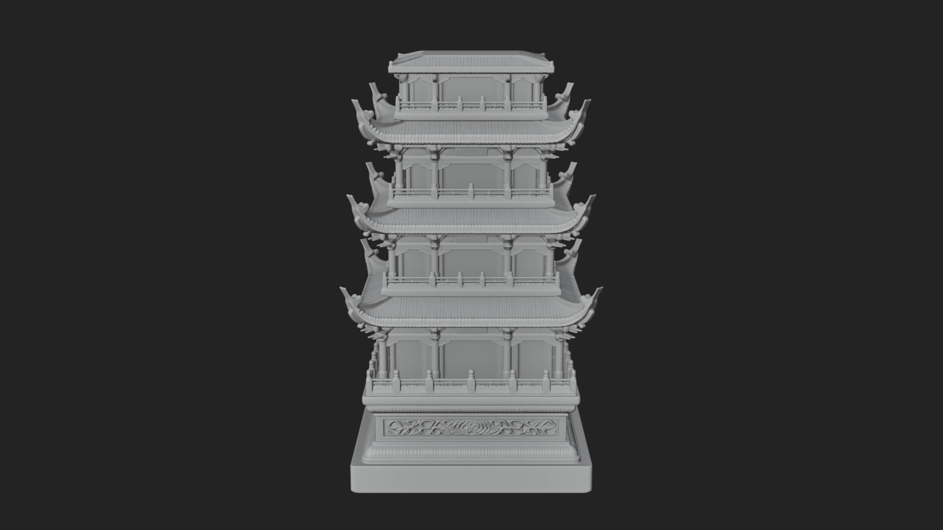 Tiered Pagoda Hall Temple Design 6 3D Print Model 3D Model