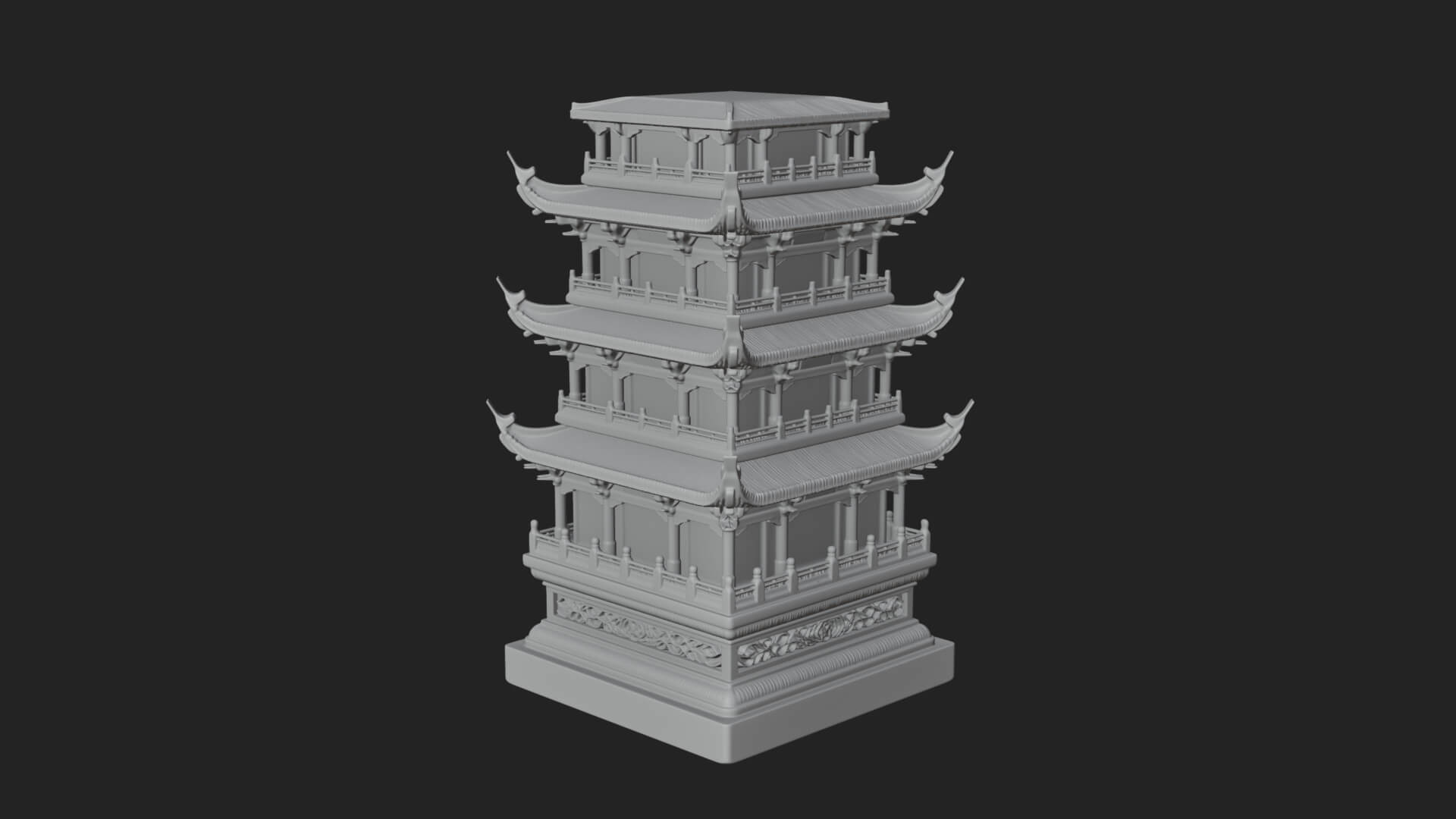 Tiered Pagoda Hall Temple Design 6 3D Print Model 3D Model