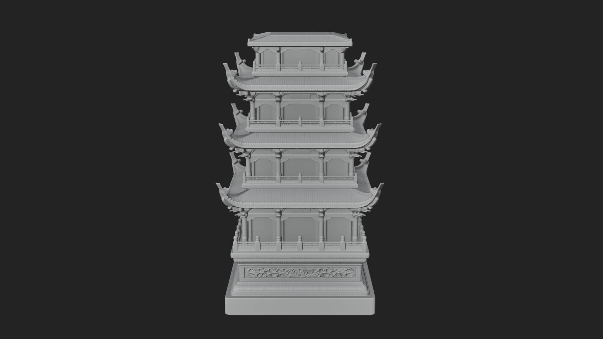 Tiered Pagoda Hall Temple Design 6 3D Print Model 3D Model