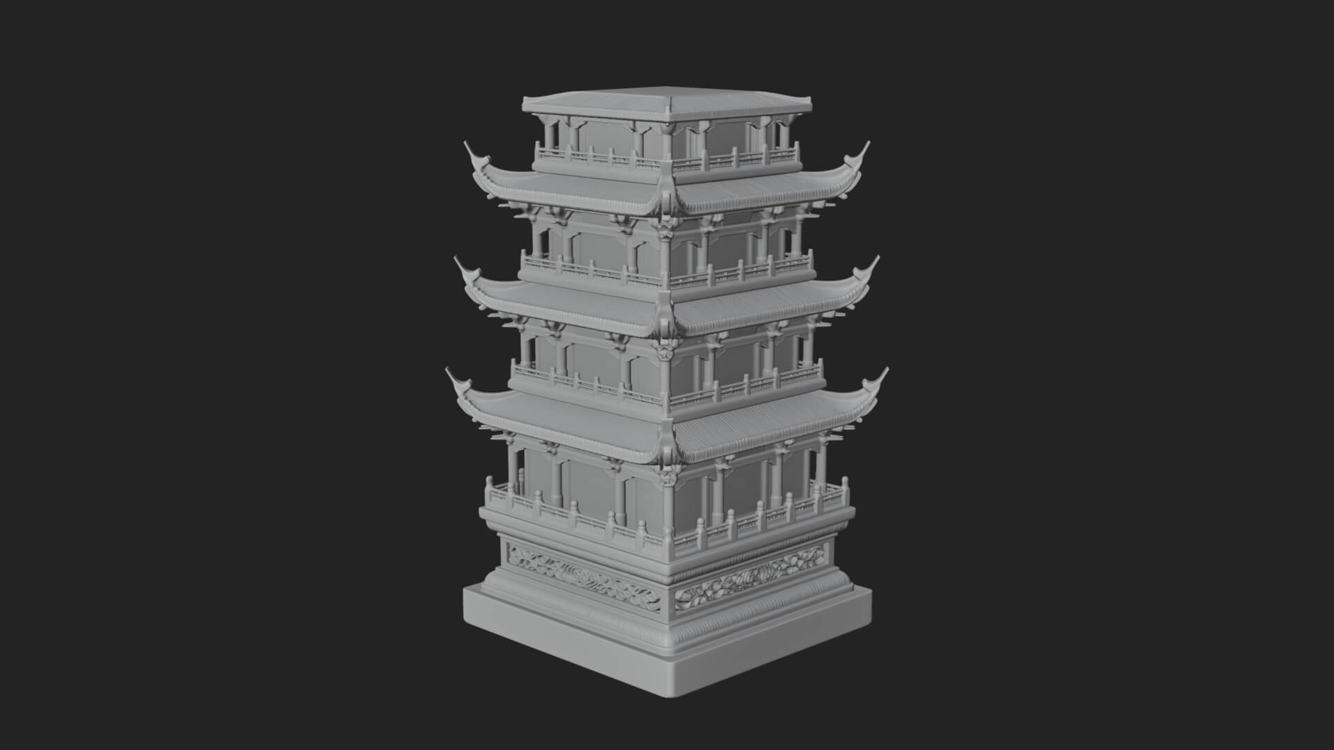 Tiered Pagoda Hall Temple Design 6 3D Print Model 3D Model