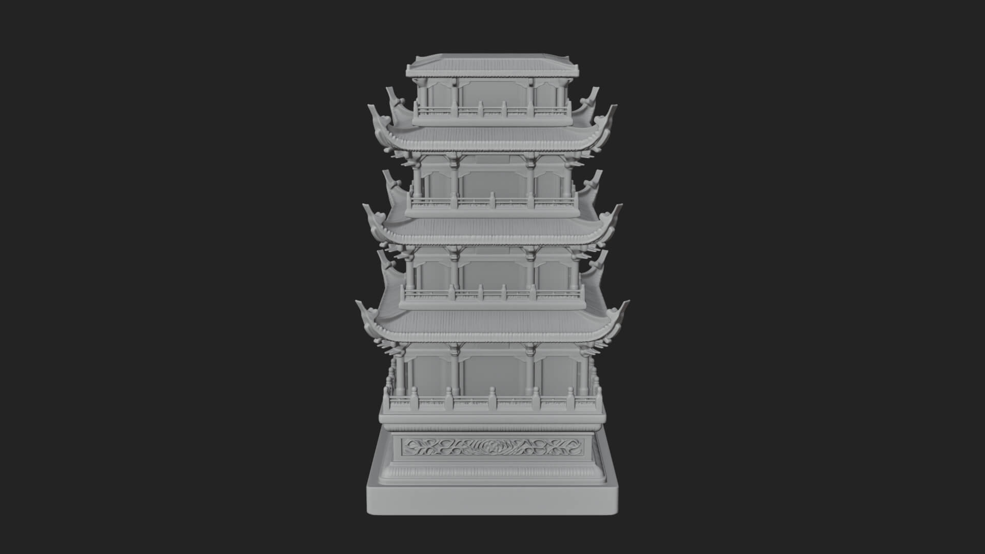 Tiered Pagoda Hall Temple Design 6 3D Print Model 3D Model