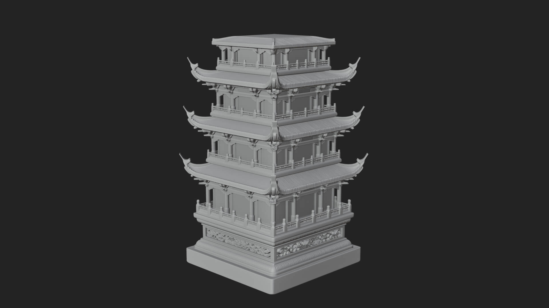 Tiered Pagoda Hall Temple Design 6 3D Print Model 3D Model