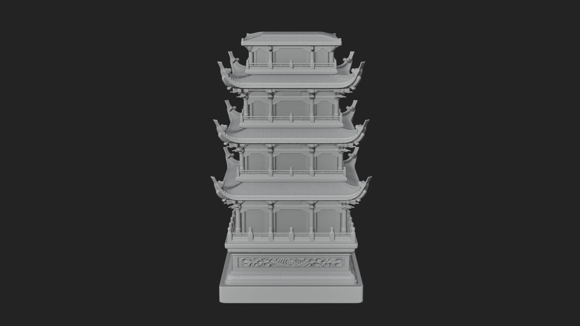 Tiered Pagoda Hall Temple Design 6 3D Print Model 3D Model