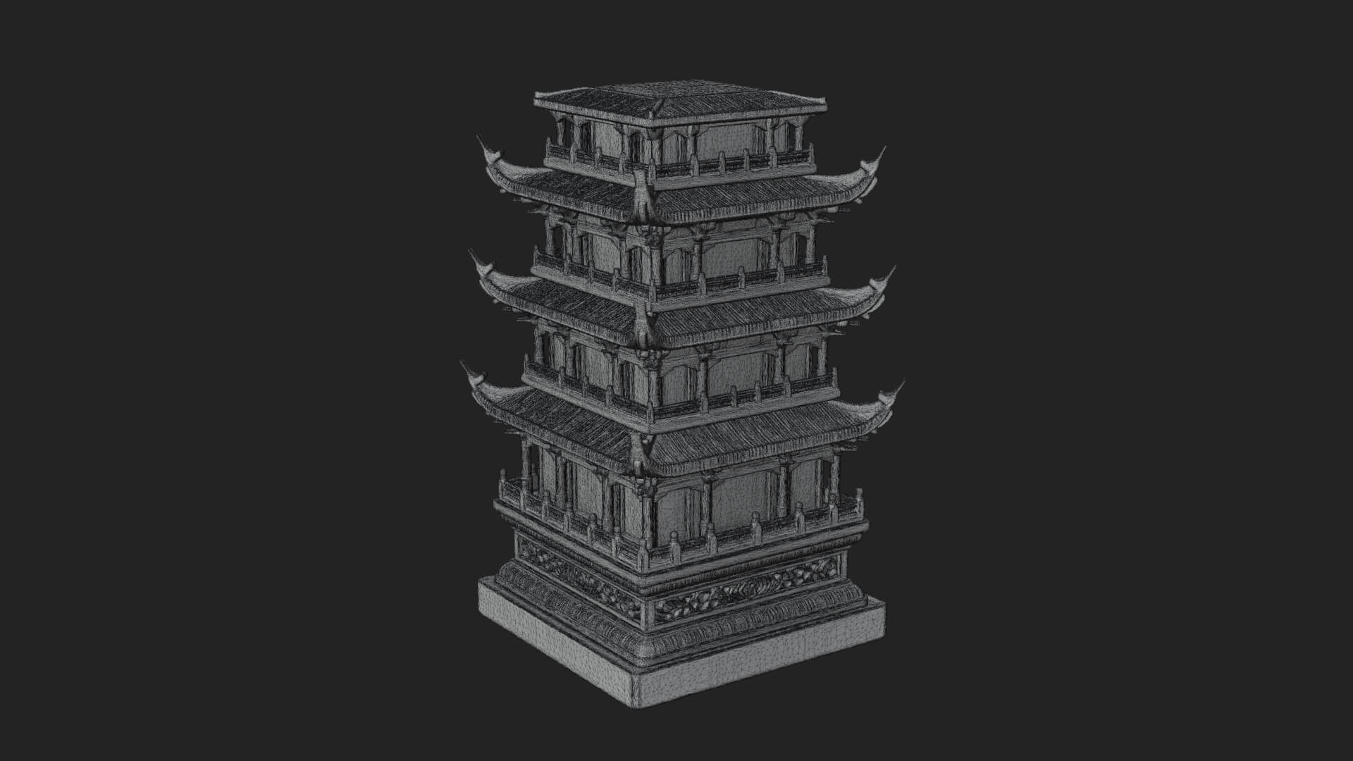 Tiered Pagoda Hall Temple Design 6 3D Print Model 3D Model