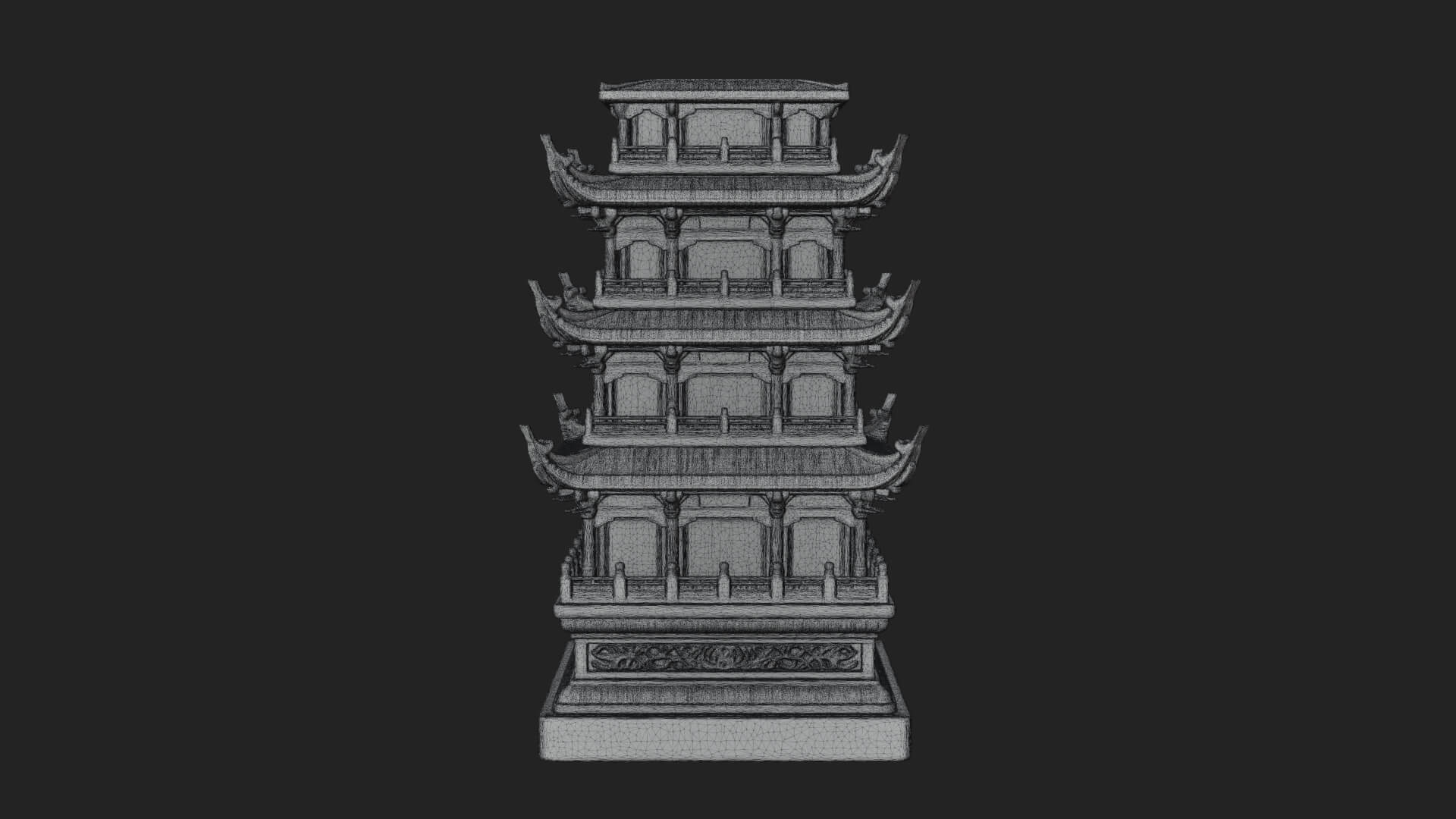 Tiered Pagoda Hall Temple Design 6 3D Print Model 3D Model
