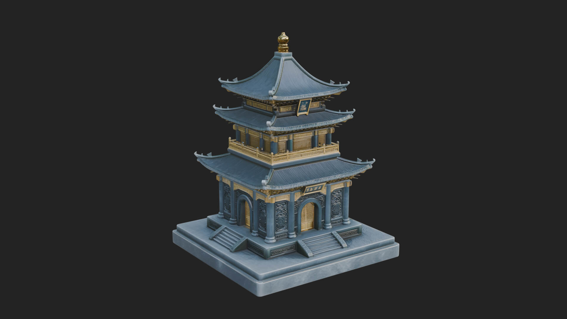 Tiered Pagoda Hall Temple Design 7 3D Print Model 3D Model