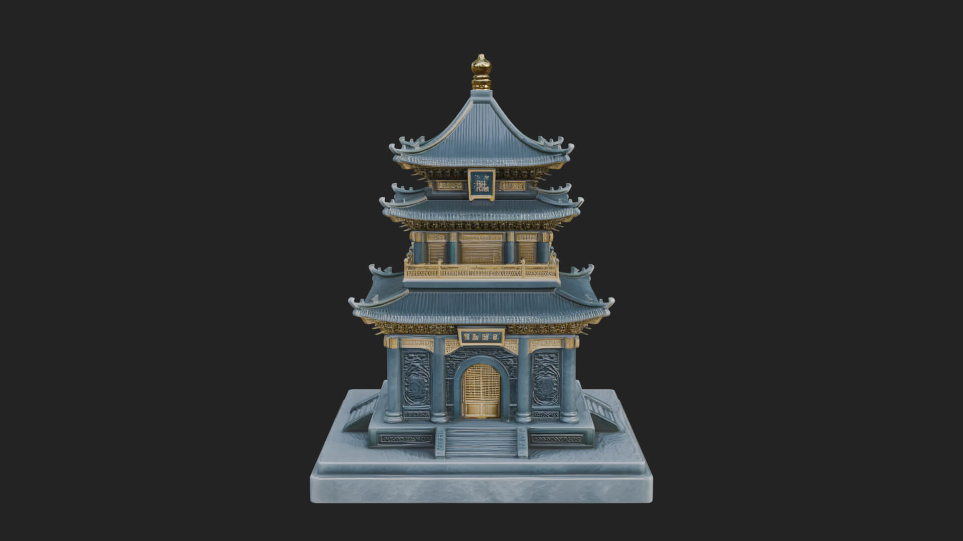 Tiered Pagoda Hall Temple Design 7 3D Print Model 3D Model
