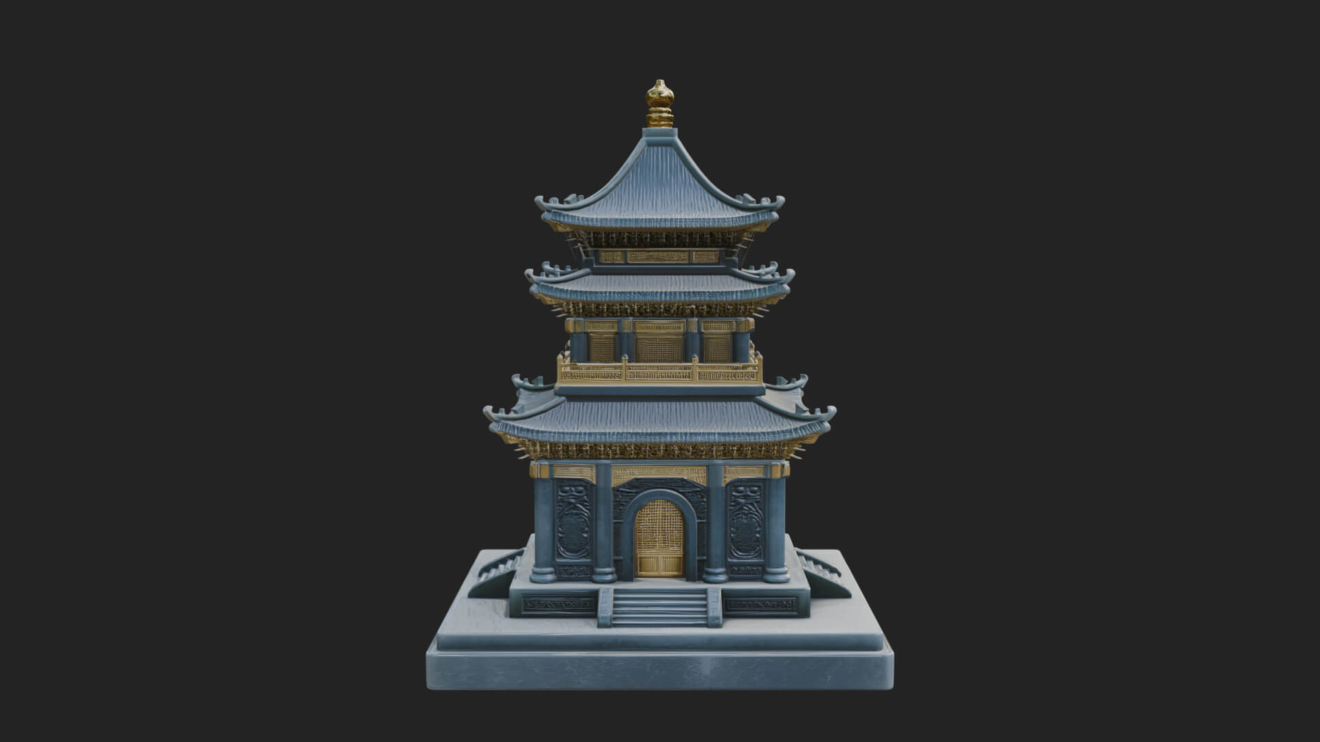 Tiered Pagoda Hall Temple Design 7 3D Print Model 3D Model