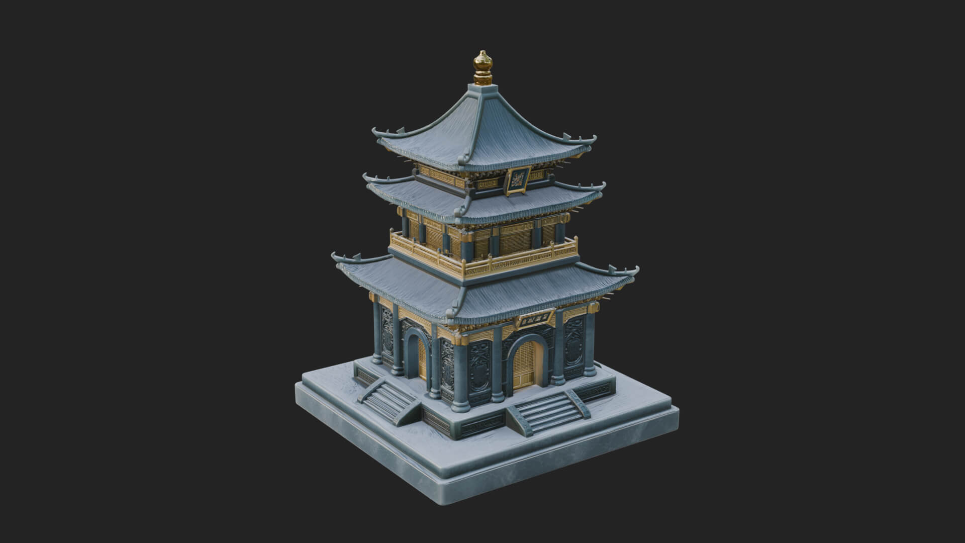 Tiered Pagoda Hall Temple Design 7 3D Print Model 3D Model