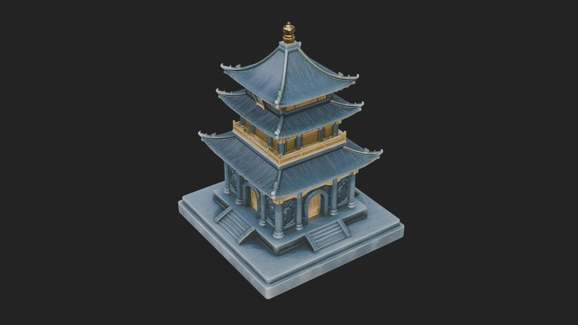 Tiered Pagoda Hall Temple Design 7 3D Print Model 3D Model