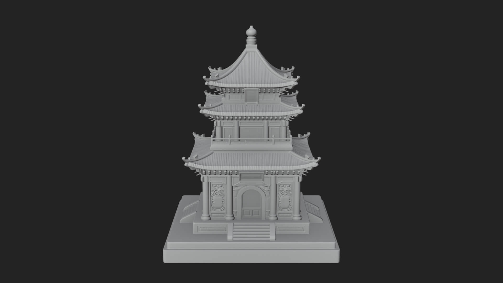 Tiered Pagoda Hall Temple Design 7 3D Print Model 3D Model