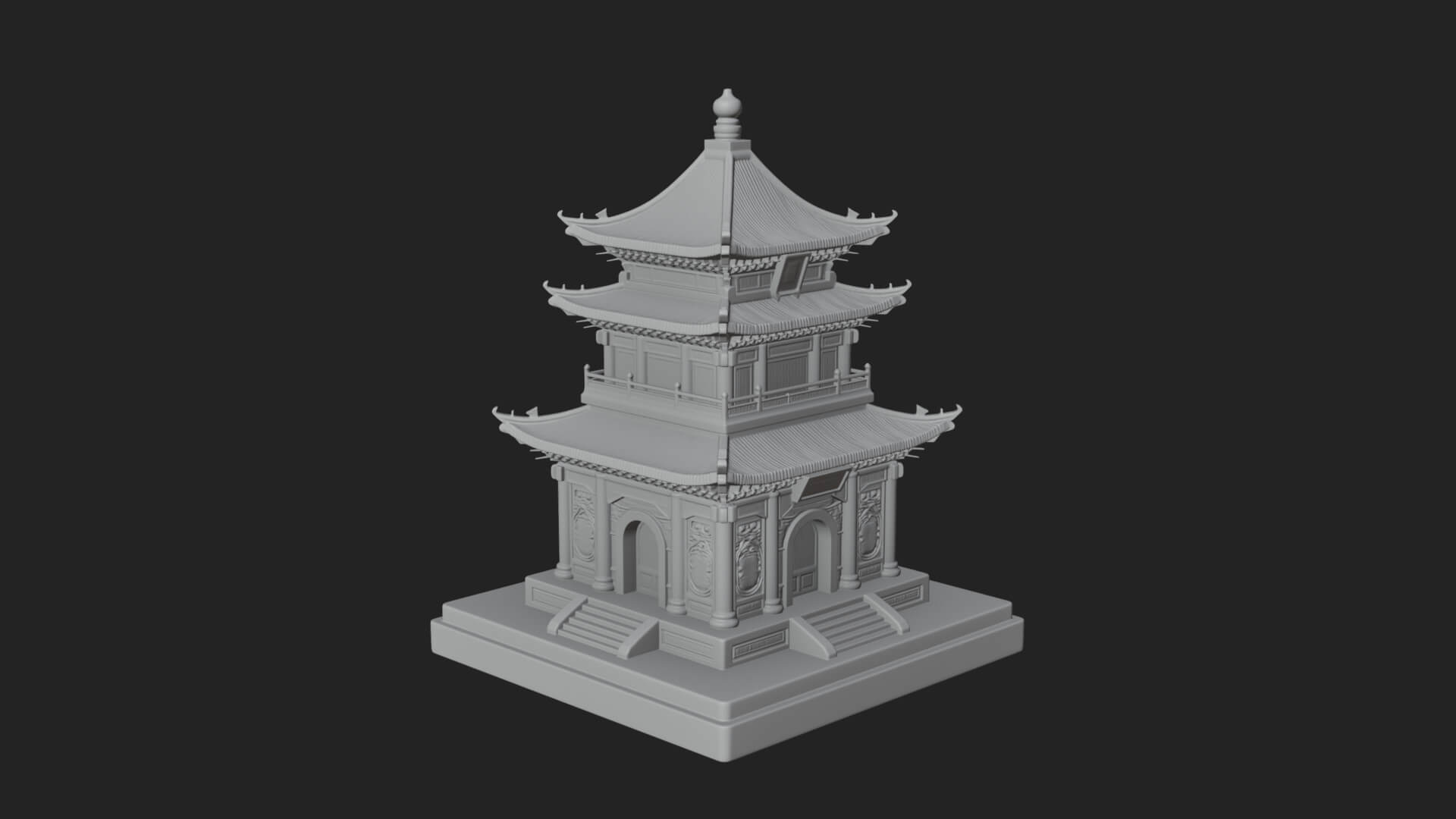Tiered Pagoda Hall Temple Design 7 3D Print Model 3D Model