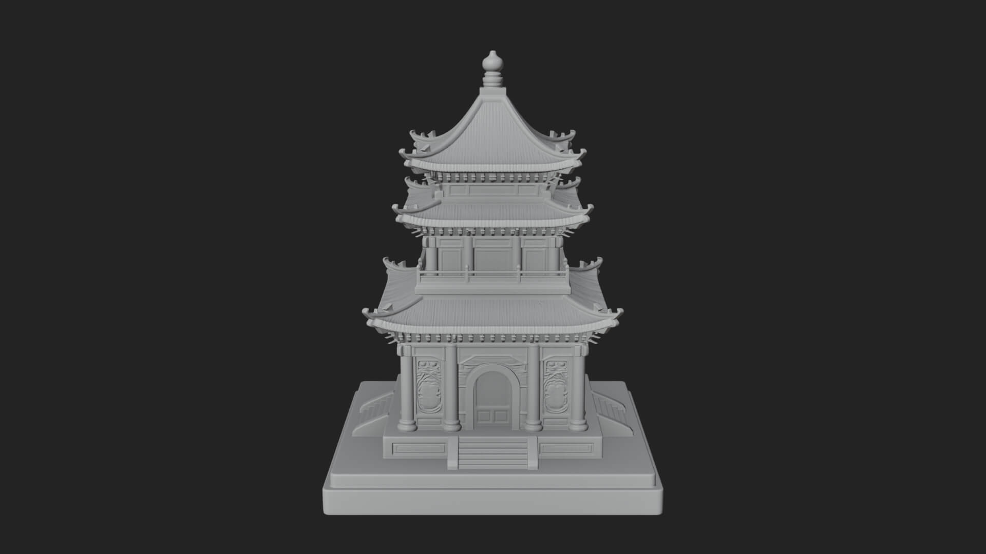 Tiered Pagoda Hall Temple Design 7 3D Print Model 3D Model