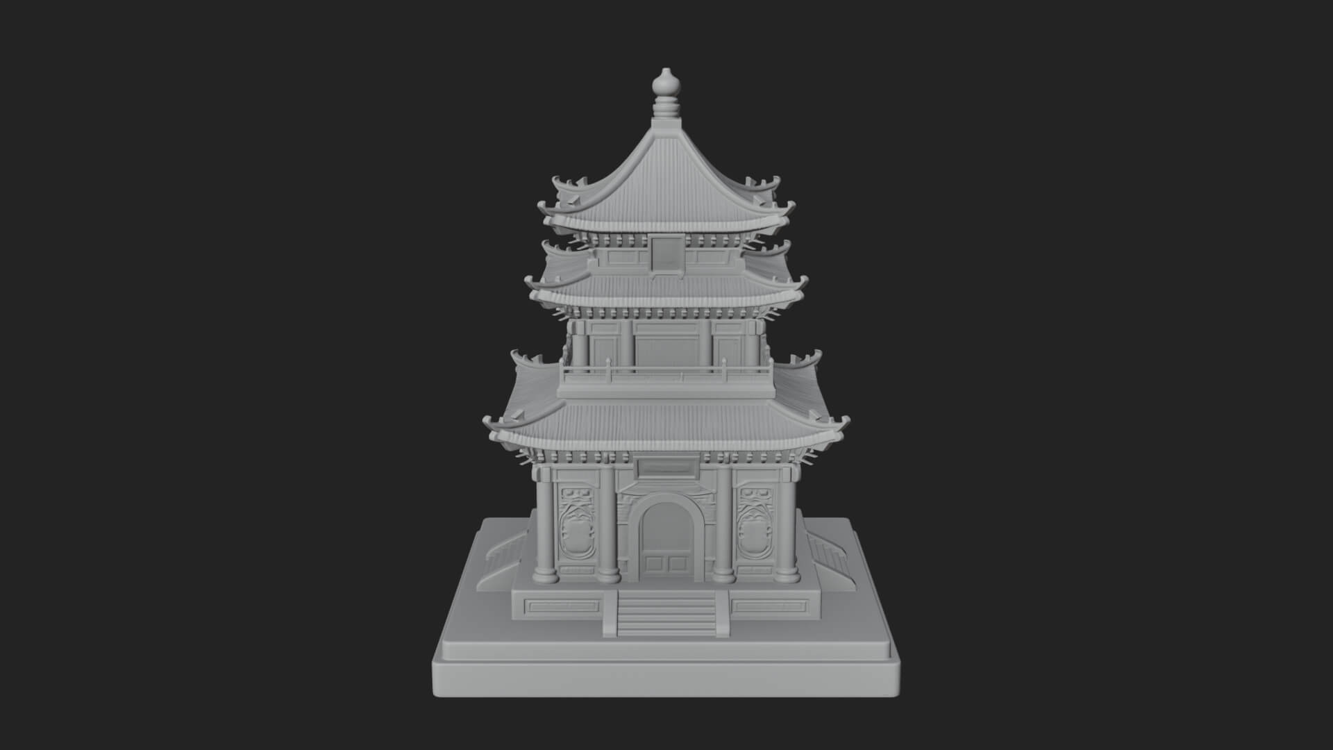 Tiered Pagoda Hall Temple Design 7 3D Print Model 3D Model