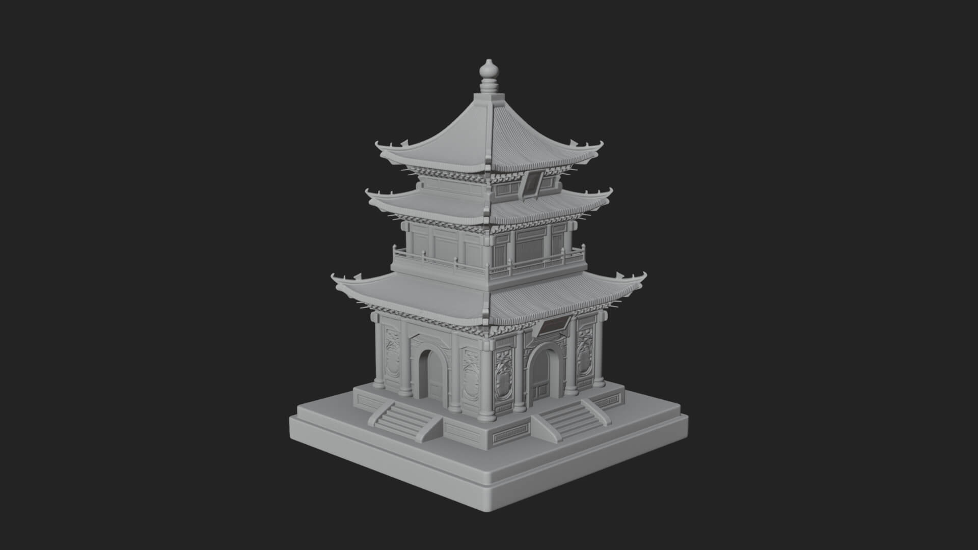 Tiered Pagoda Hall Temple Design 7 3D Print Model 3D Model