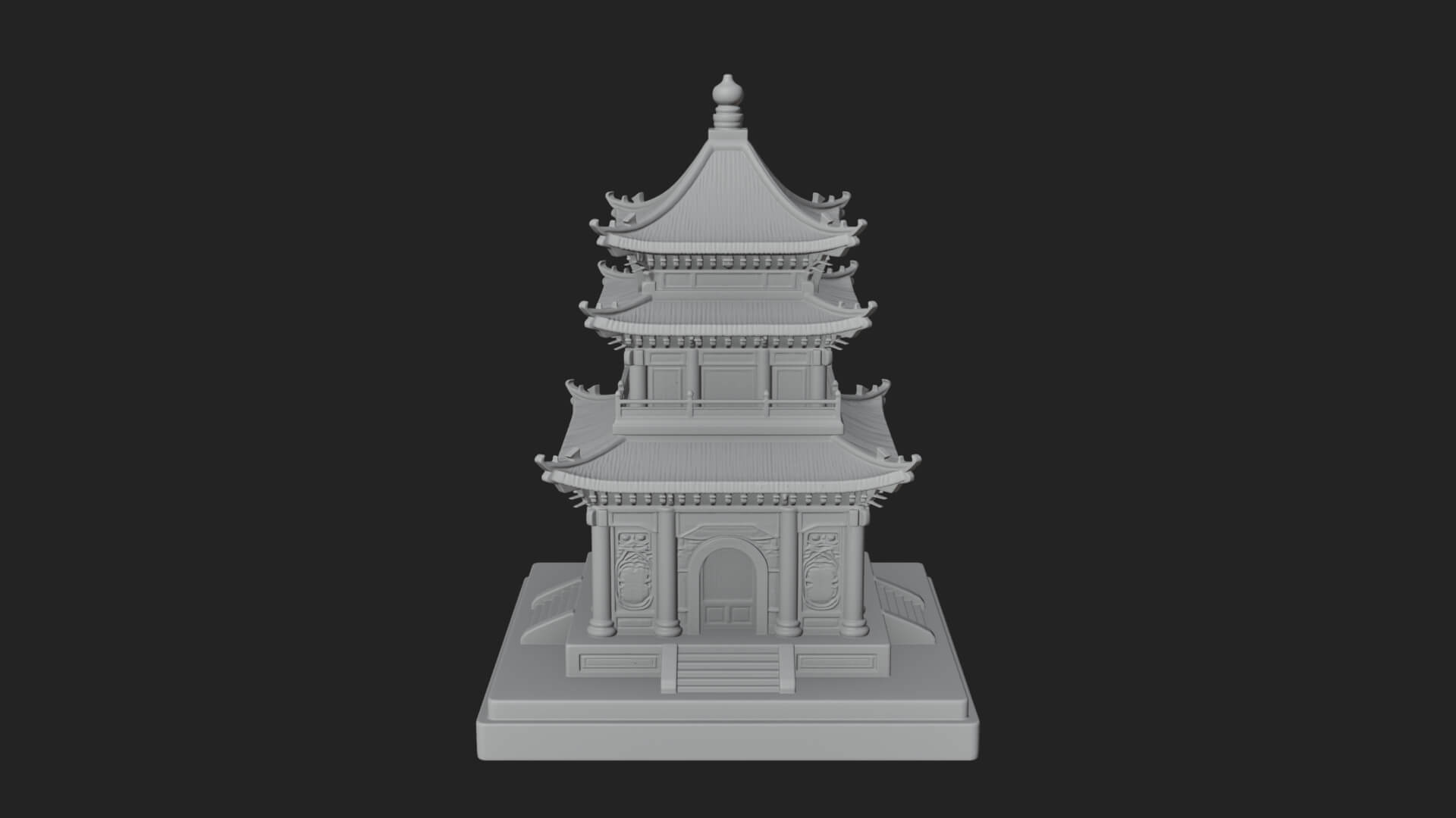 Tiered Pagoda Hall Temple Design 7 3D Print Model 3D Model
