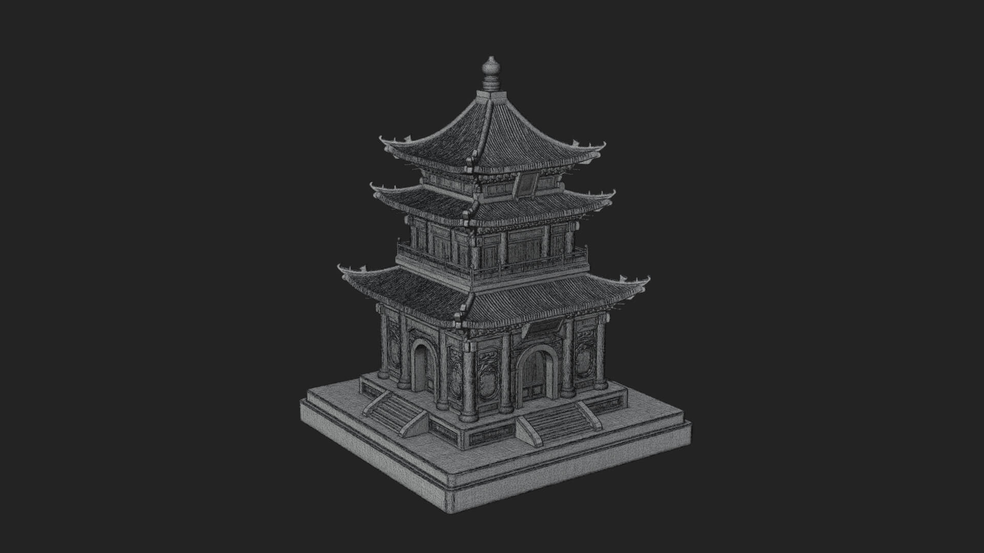 Tiered Pagoda Hall Temple Design 7 3D Print Model 3D Model