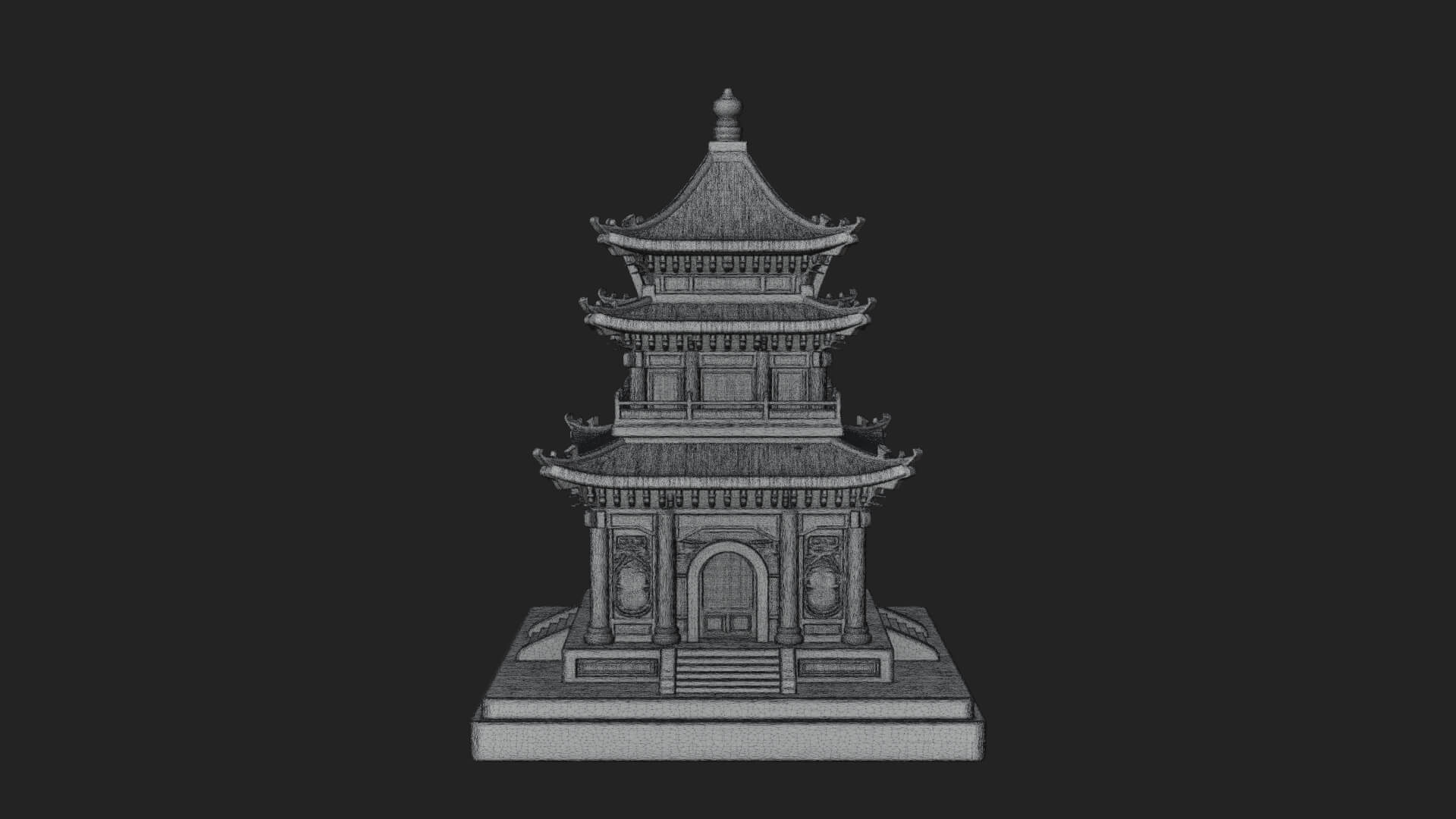 Tiered Pagoda Hall Temple Design 7 3D Print Model 3D Model