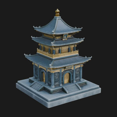 Tiered Pagoda Hall Temple Design 7 3D Print Model