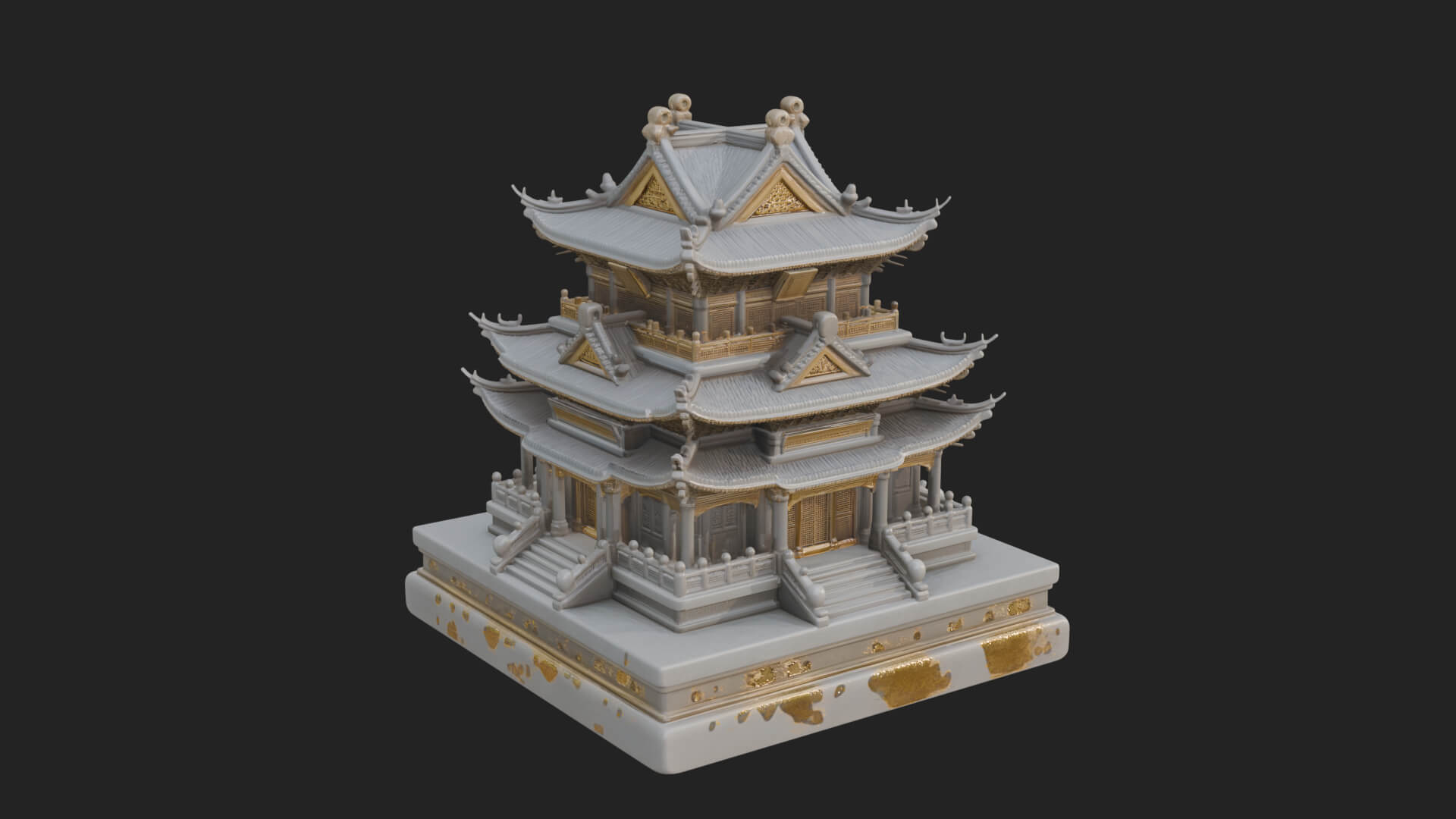 Tiered Pagoda Hall Temple Design 8 3D Print Model 3D Model
