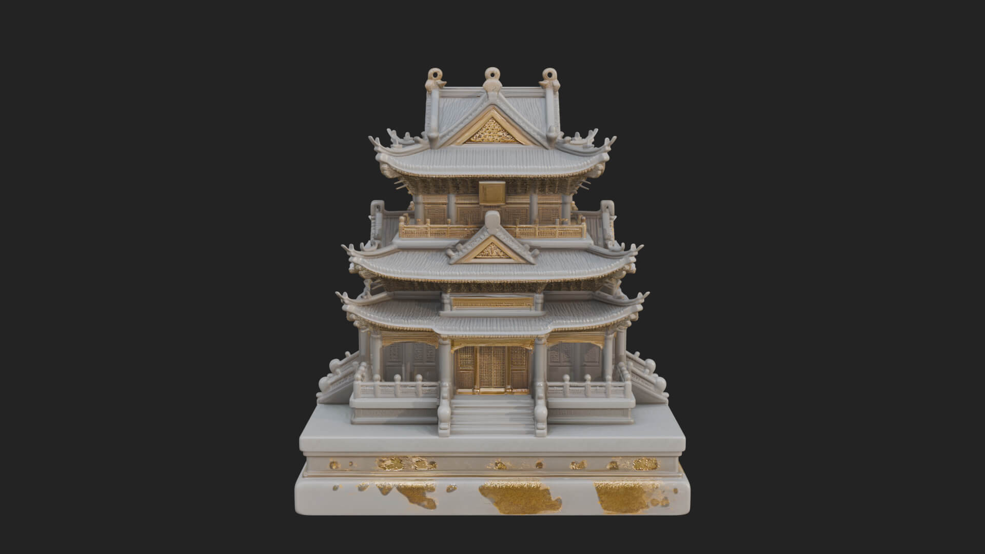Tiered Pagoda Hall Temple Design 8 3D Print Model 3D Model