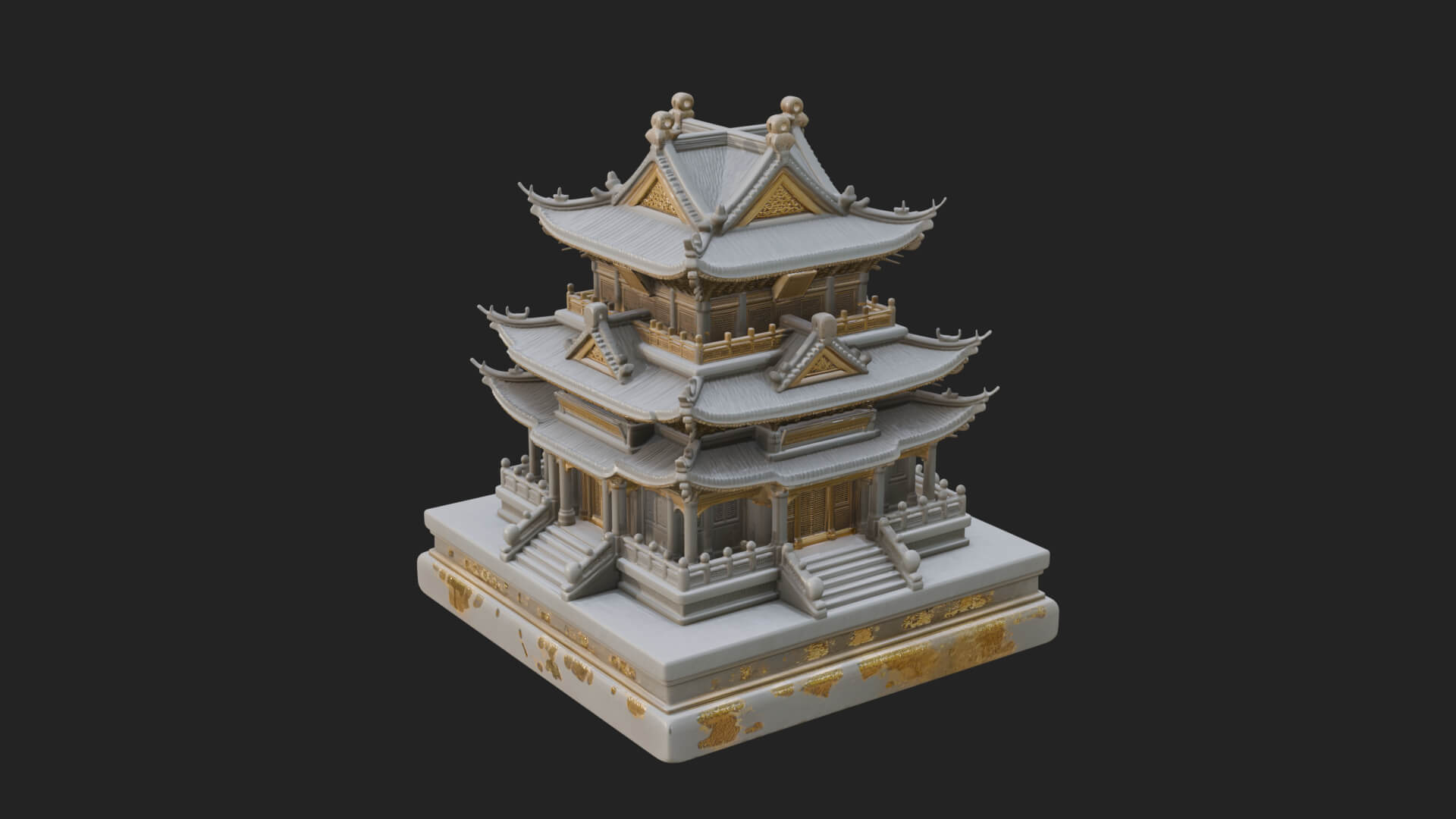 Tiered Pagoda Hall Temple Design 8 3D Print Model 3D Model