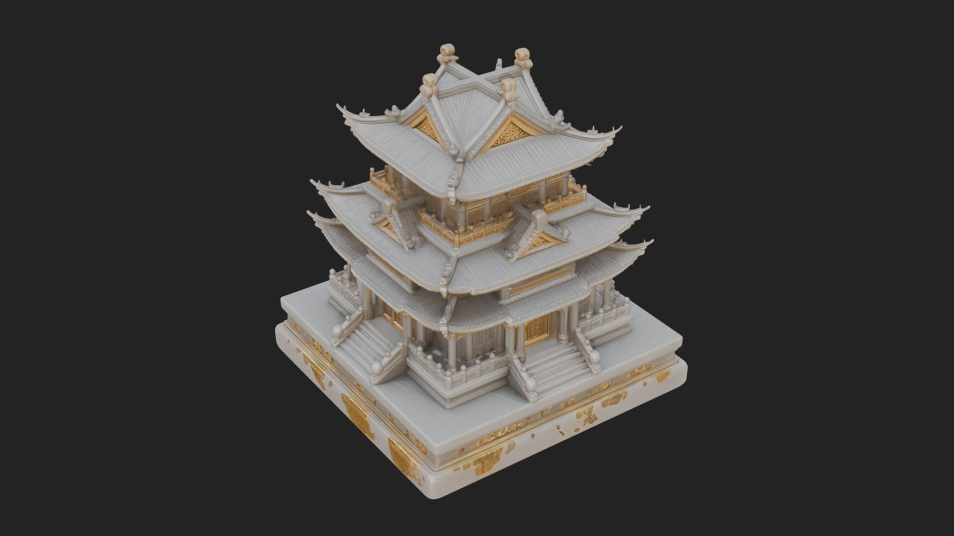 Tiered Pagoda Hall Temple Design 8 3D Print Model 3D Model