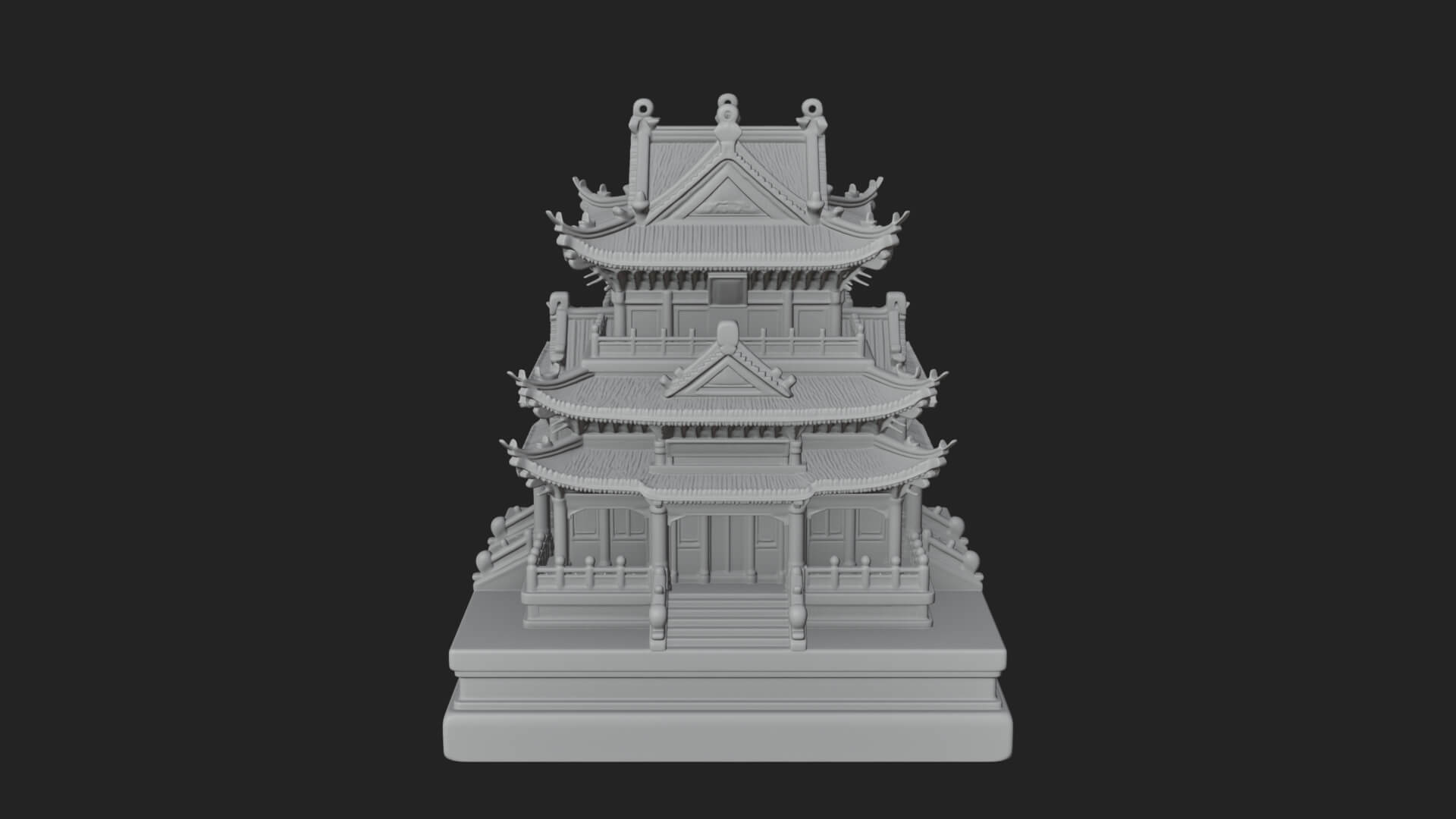 Tiered Pagoda Hall Temple Design 8 3D Print Model 3D Model