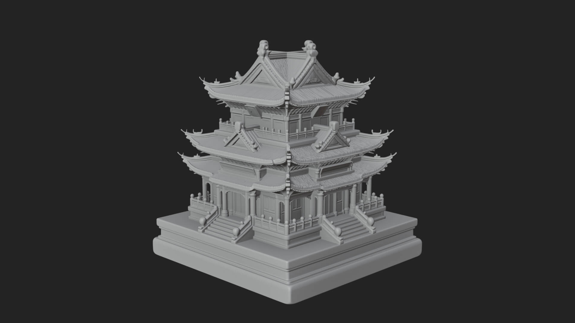 Tiered Pagoda Hall Temple Design 8 3D Print Model 3D Model