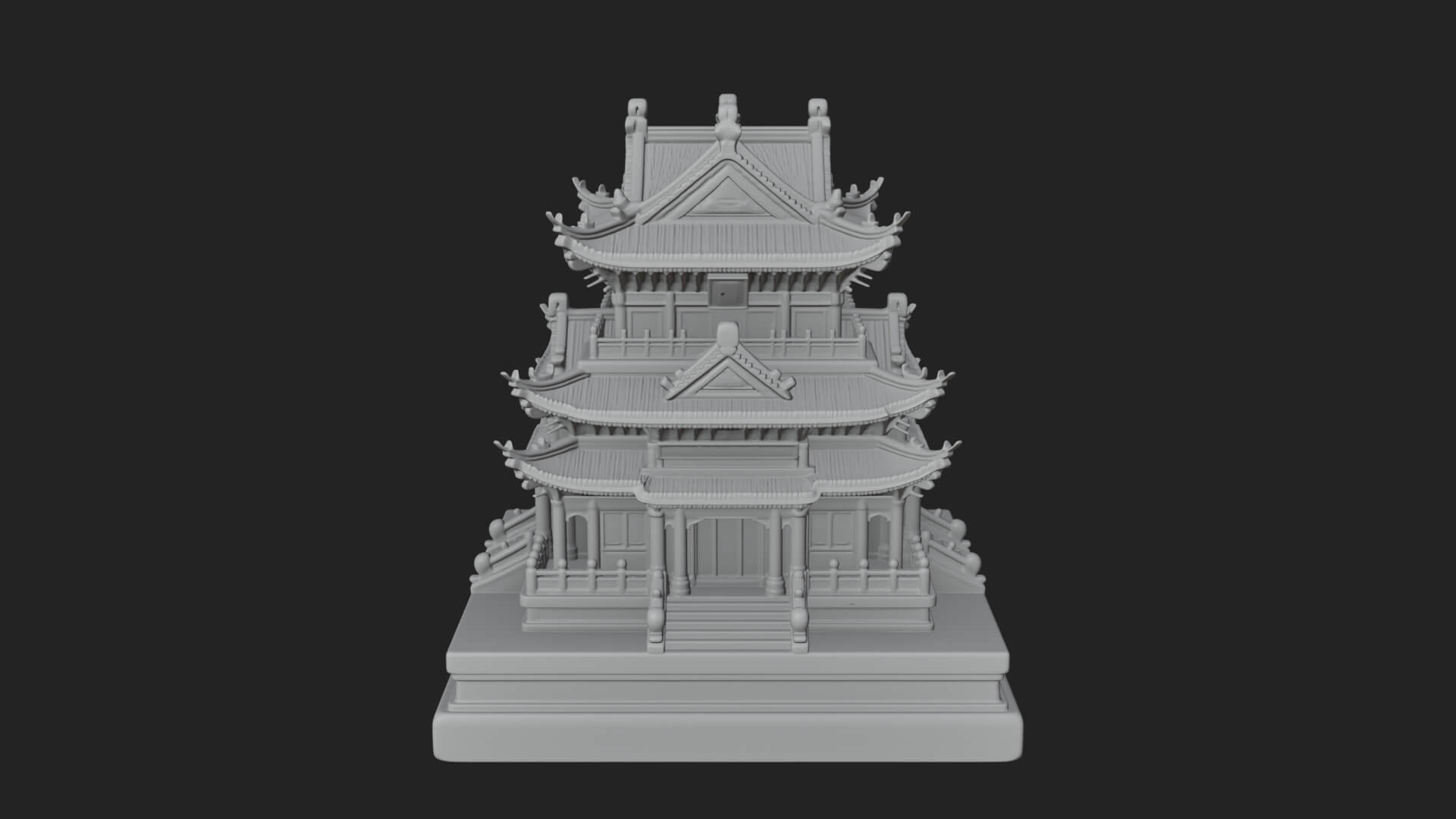 Tiered Pagoda Hall Temple Design 8 3D Print Model 3D Model