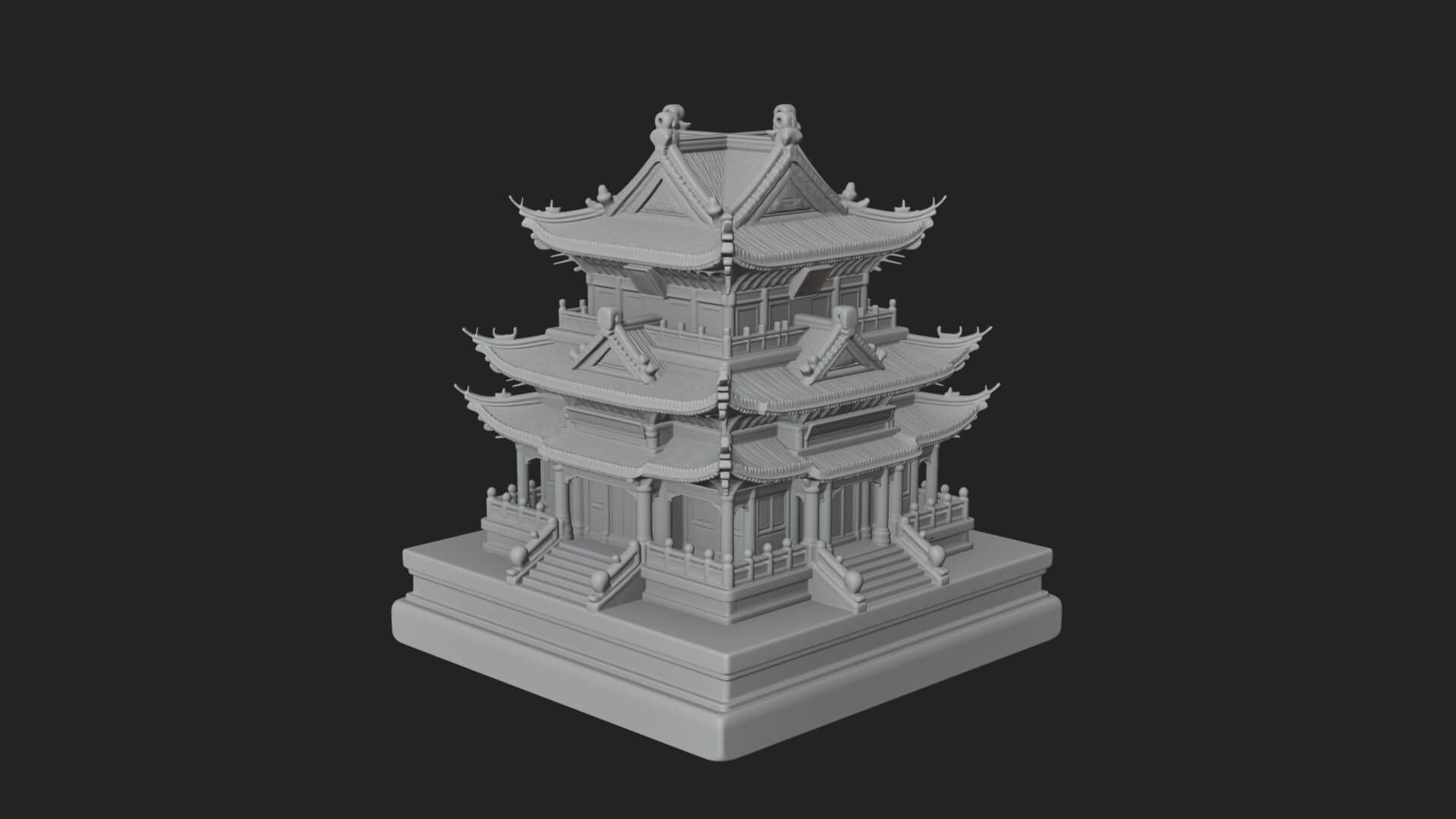 Tiered Pagoda Hall Temple Design 8 3D Print Model 3D Model