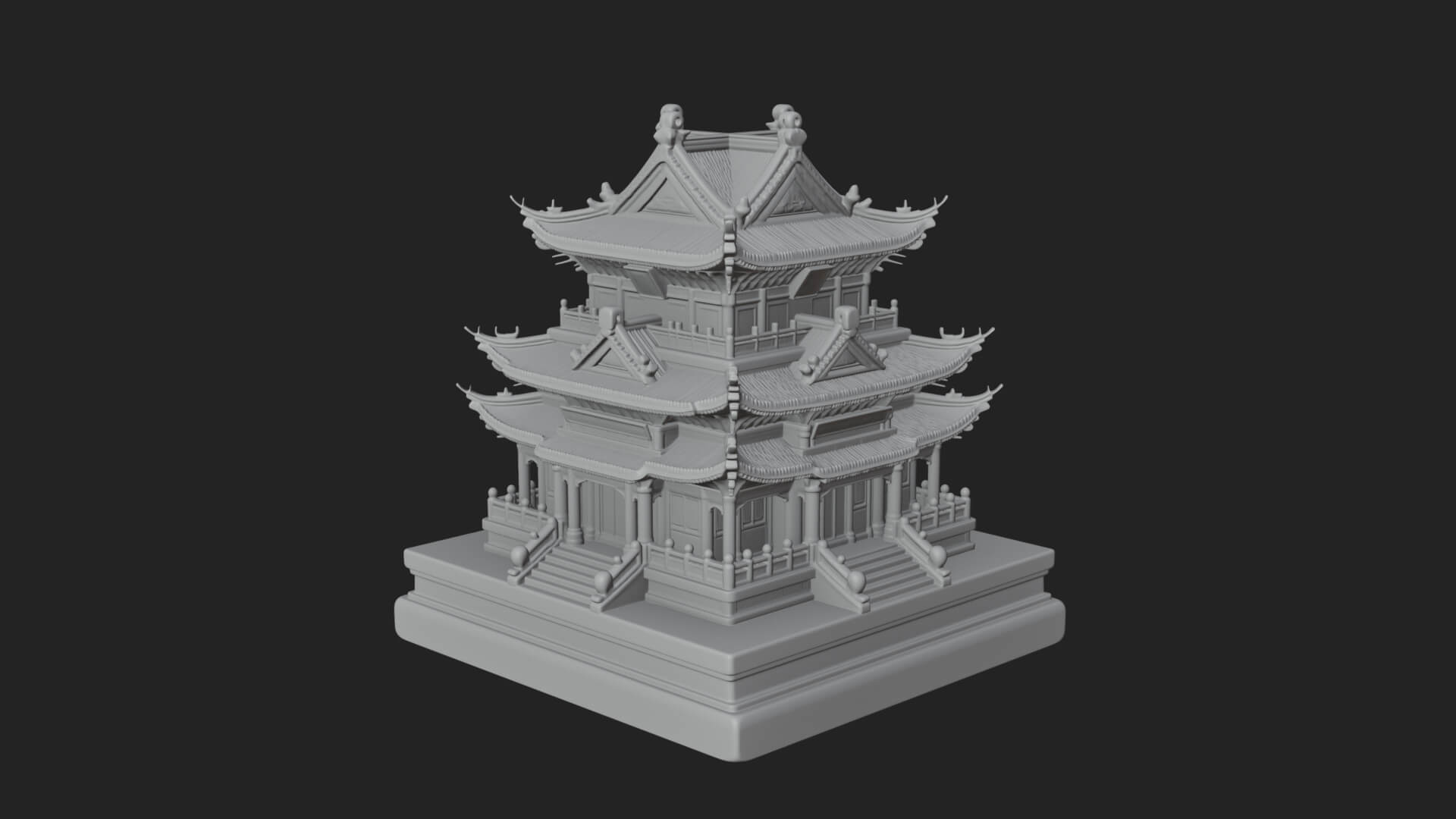 Tiered Pagoda Hall Temple Design 8 3D Print Model 3D Model