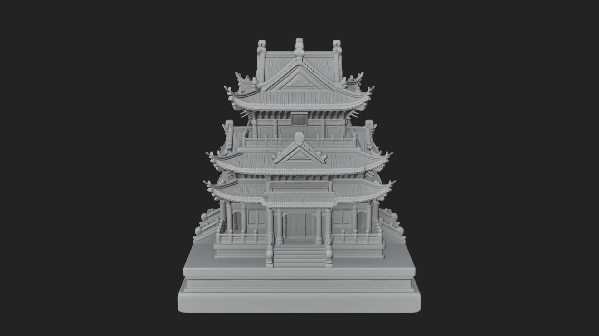 Tiered Pagoda Hall Temple Design 8 3D Print Model 3D Model