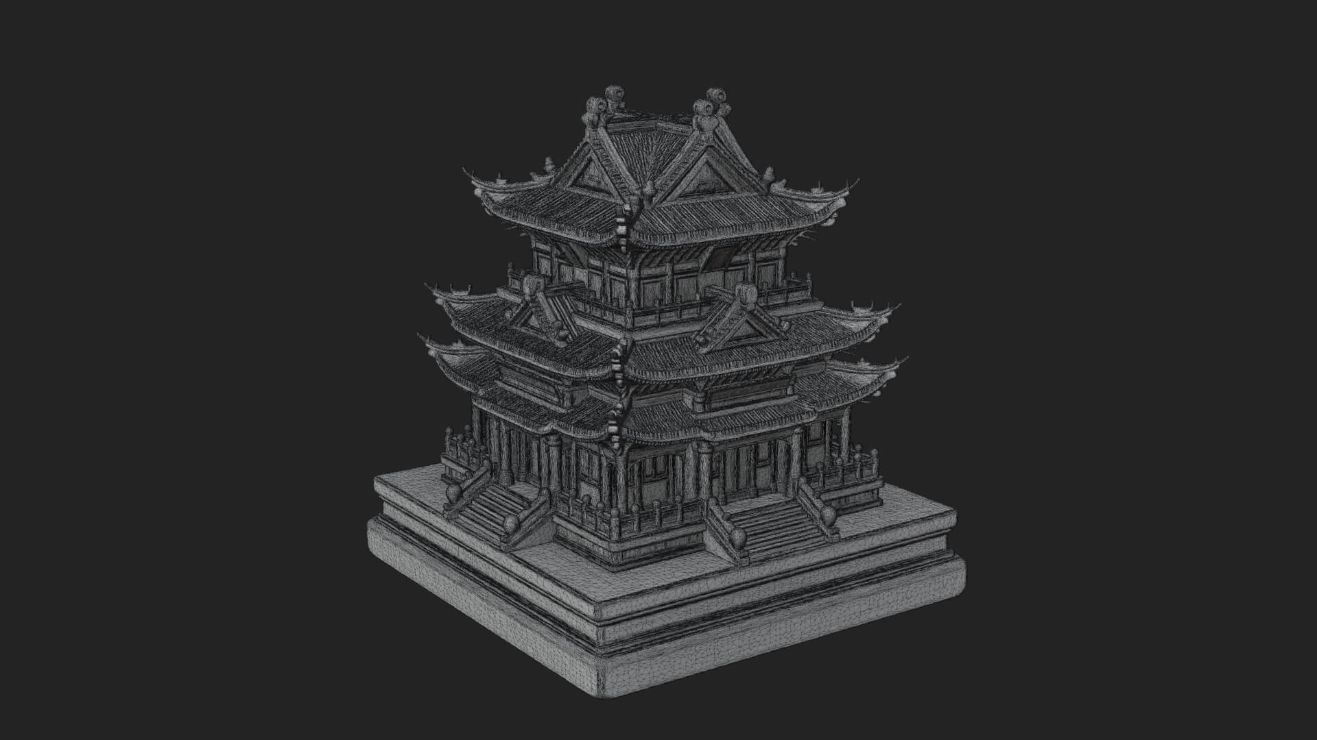 Tiered Pagoda Hall Temple Design 8 3D Print Model 3D Model