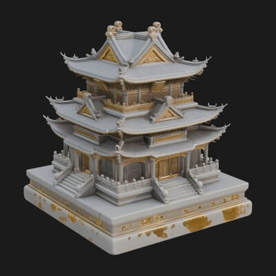 Tiered Pagoda Hall Temple Design 8 3D Print Model