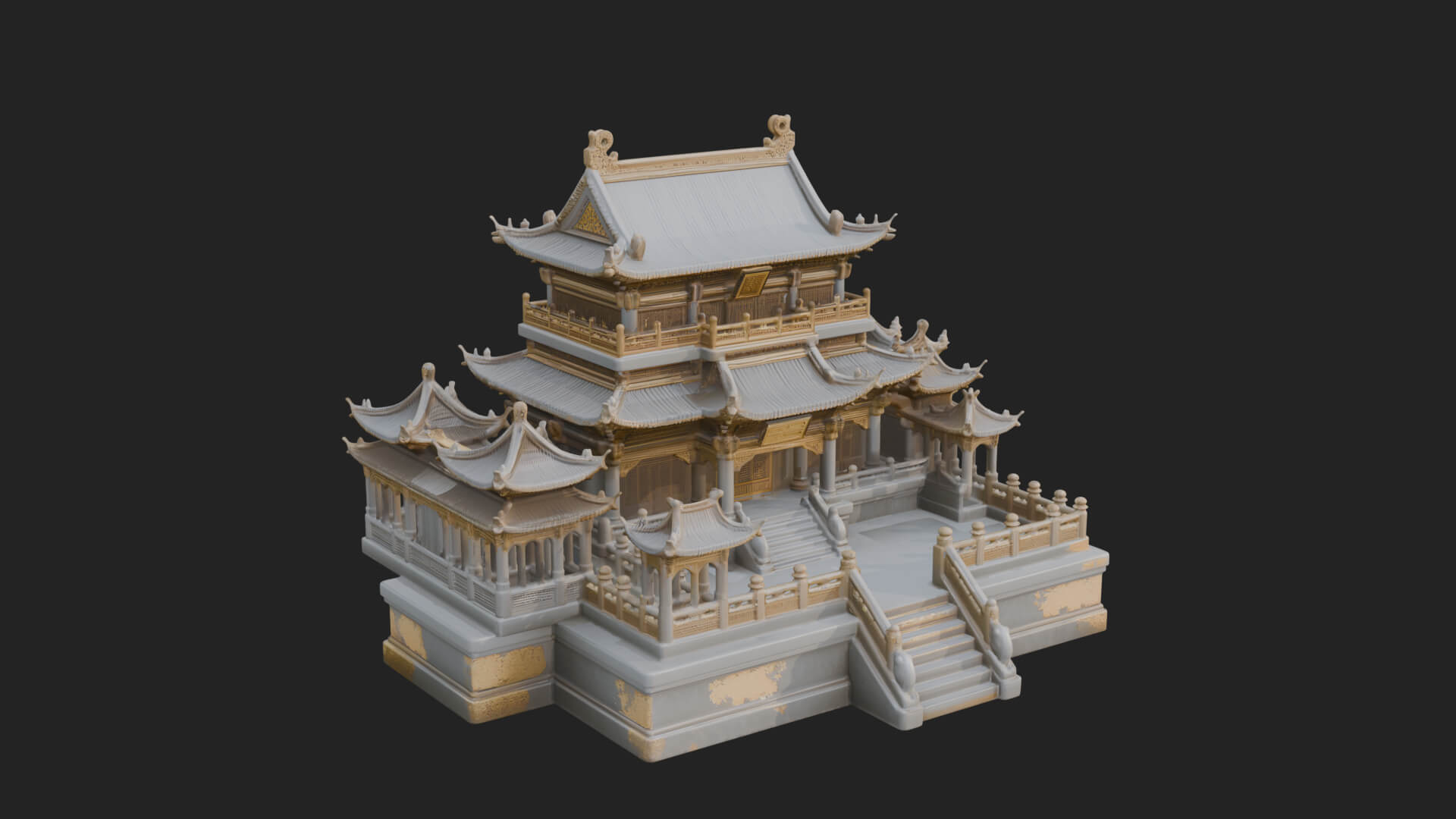 Tiered Pagoda Hall Temple Design 9 3D Print Model 3D Model