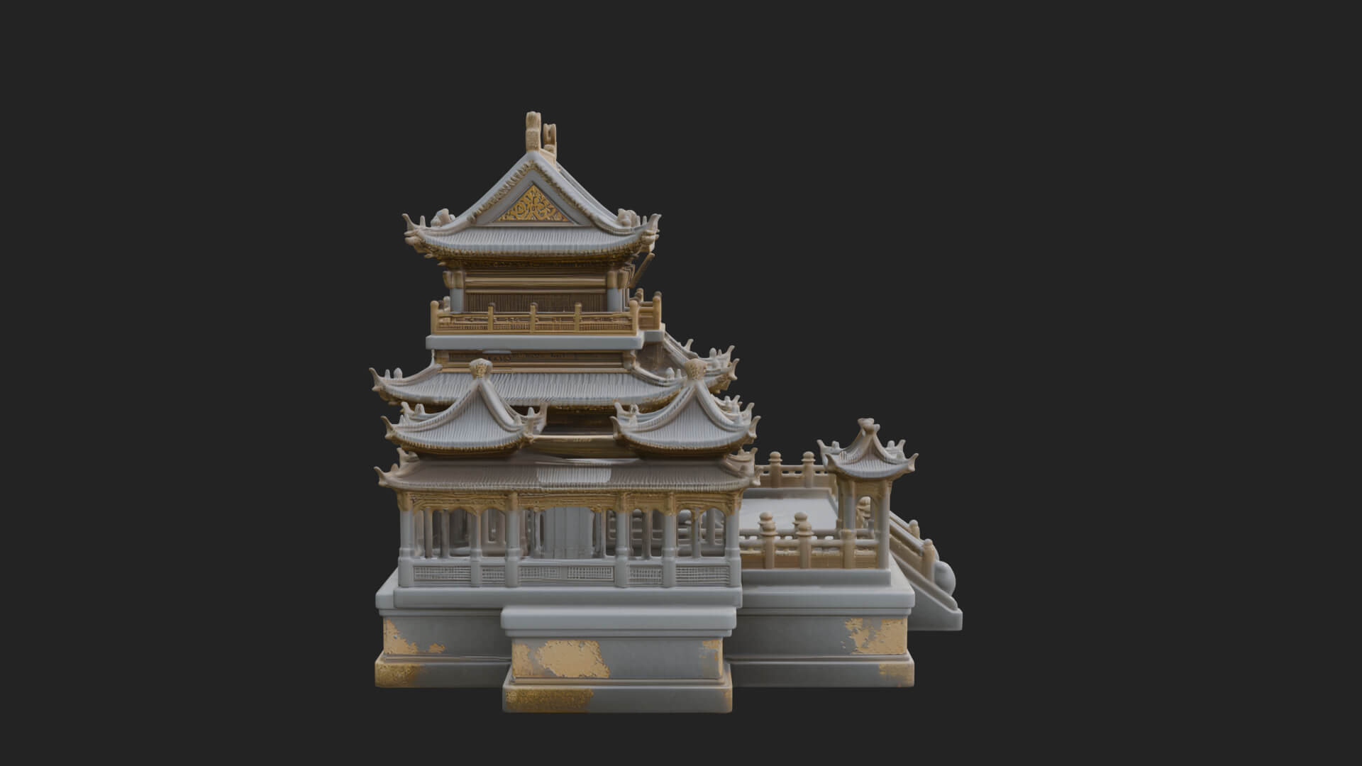 Tiered Pagoda Hall Temple Design 9 3D Print Model 3D Model