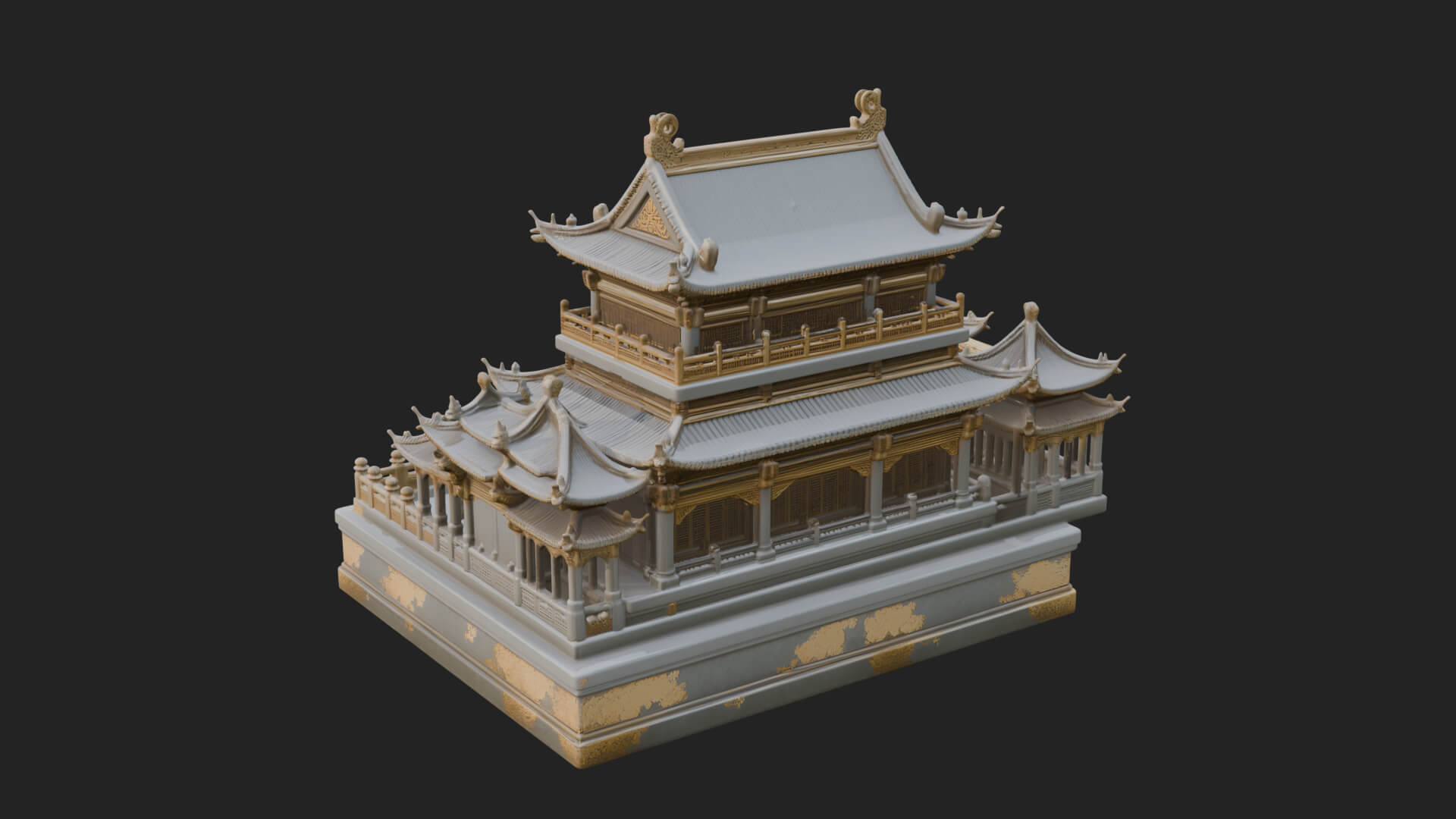 Tiered Pagoda Hall Temple Design 9 3D Print Model 3D Model