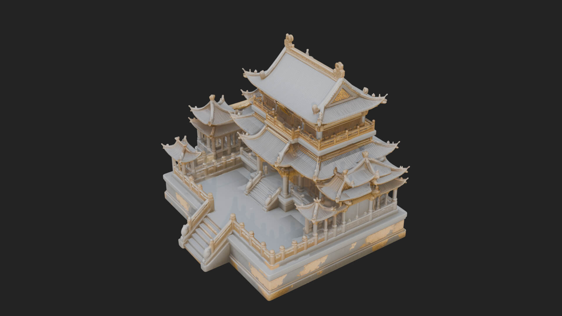 Tiered Pagoda Hall Temple Design 9 3D Print Model 3D Model
