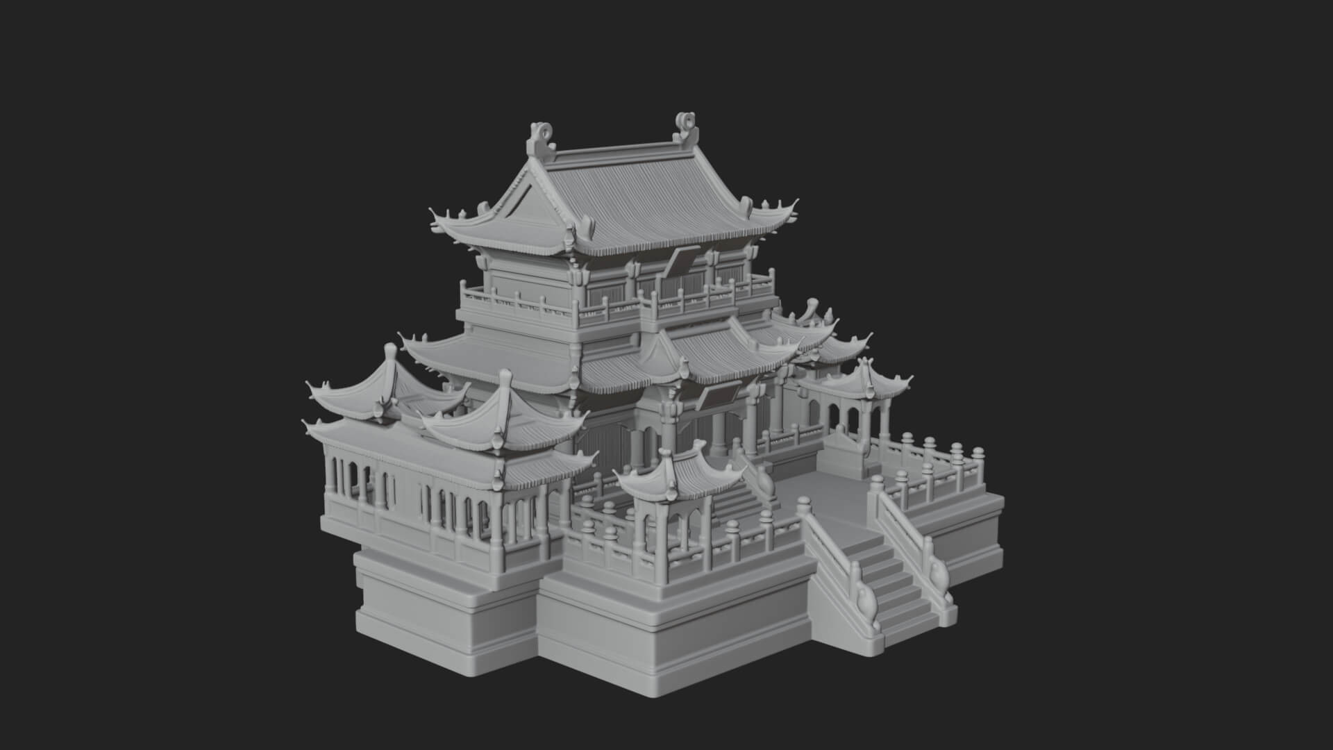 Tiered Pagoda Hall Temple Design 9 3D Print Model 3D Model
