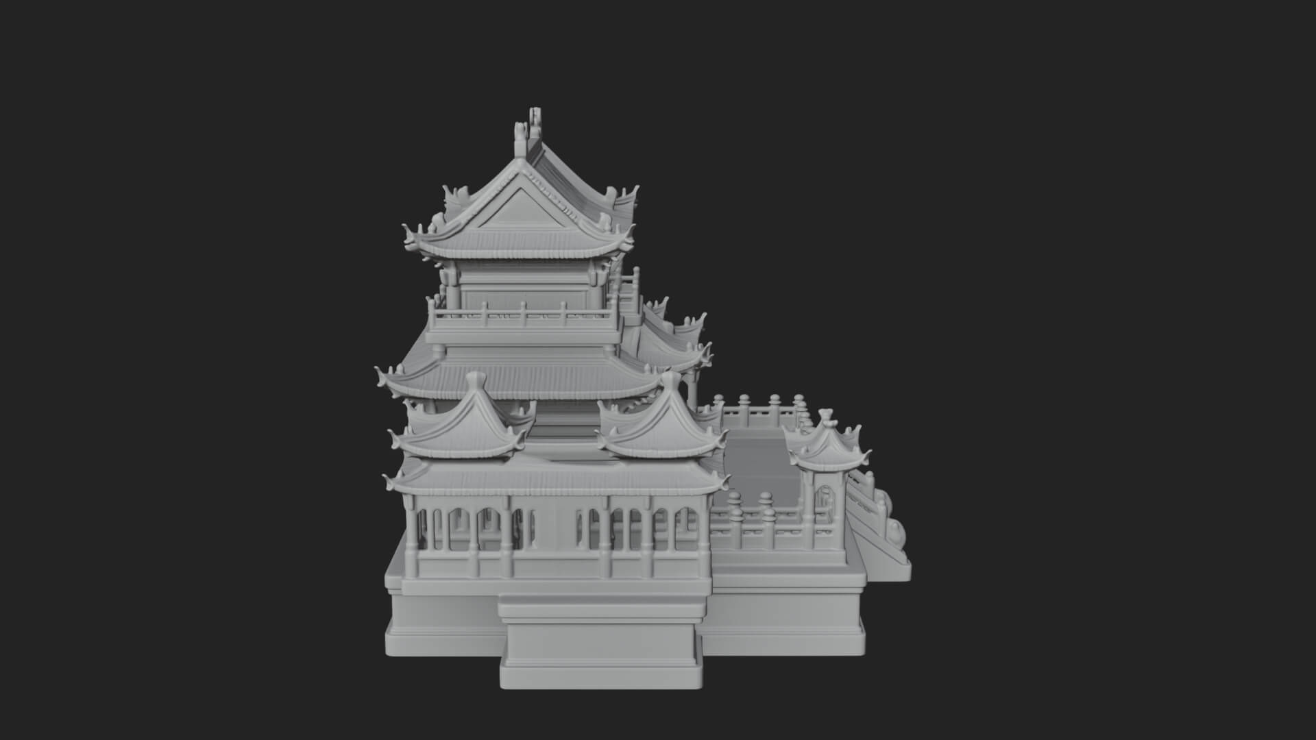 Tiered Pagoda Hall Temple Design 9 3D Print Model 3D Model