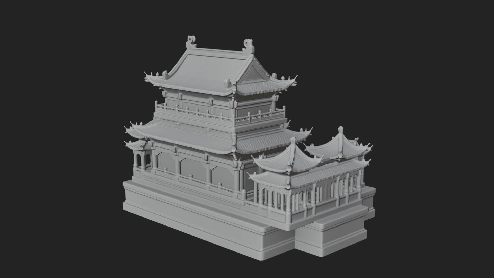 Tiered Pagoda Hall Temple Design 9 3D Print Model 3D Model