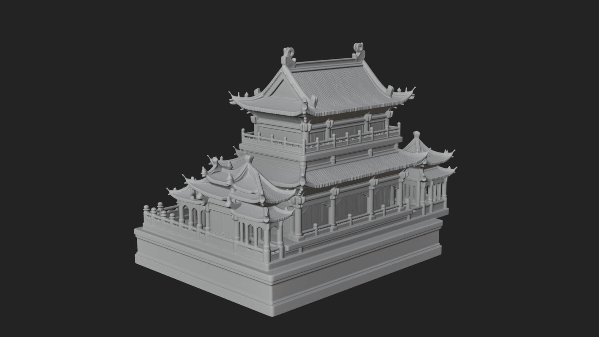 Tiered Pagoda Hall Temple Design 9 3D Print Model 3D Model