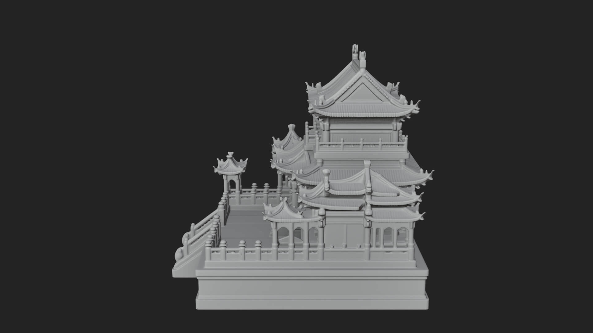 Tiered Pagoda Hall Temple Design 9 3D Print Model 3D Model