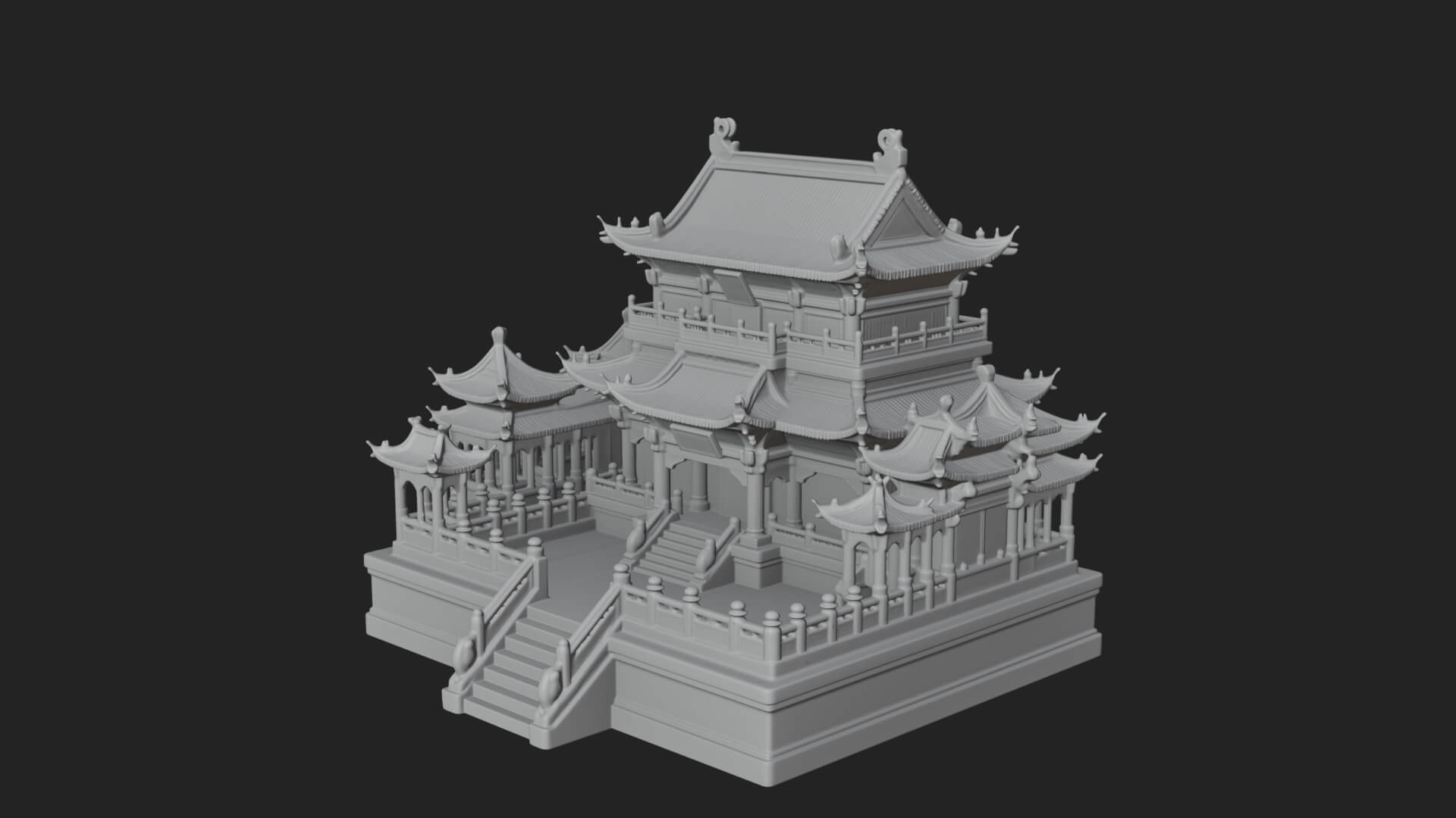 Tiered Pagoda Hall Temple Design 9 3D Print Model 3D Model